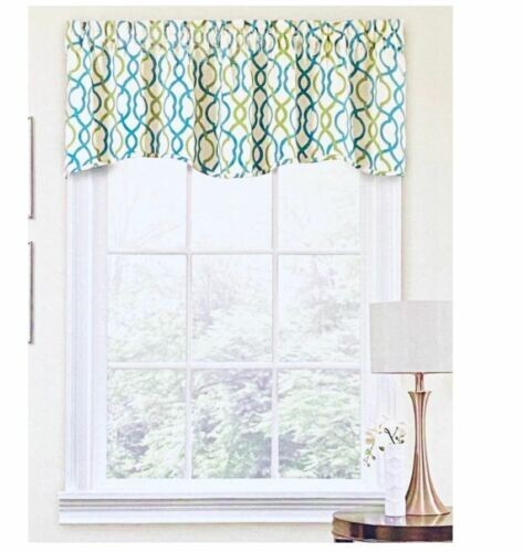 Traditions by Waverly MAKE WAVES CAPRI Blue Green Rod Pocket VALANCE 52×16 NIP