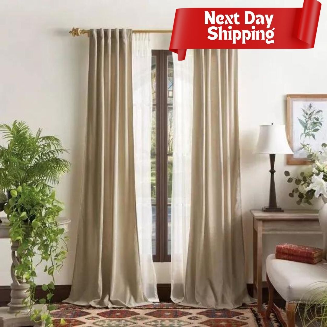 Martha Stewart 84” Naples Chenille Curtains | 2-Panel Set Light Filtering Back