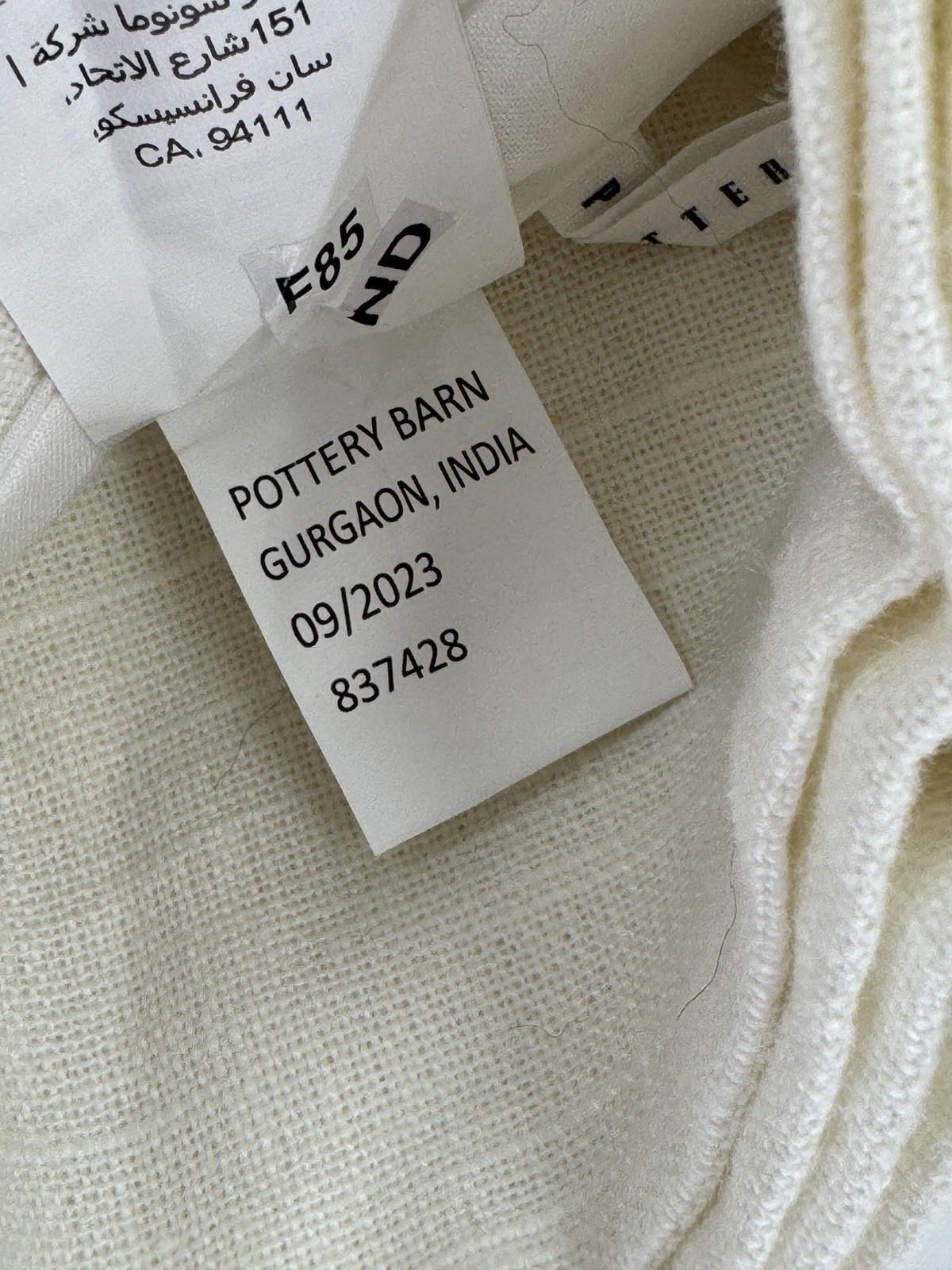 Set/2 Pottery Barn 50×96 Emery Linen Bronze Grommet Curtain, Ivory, Light Filter