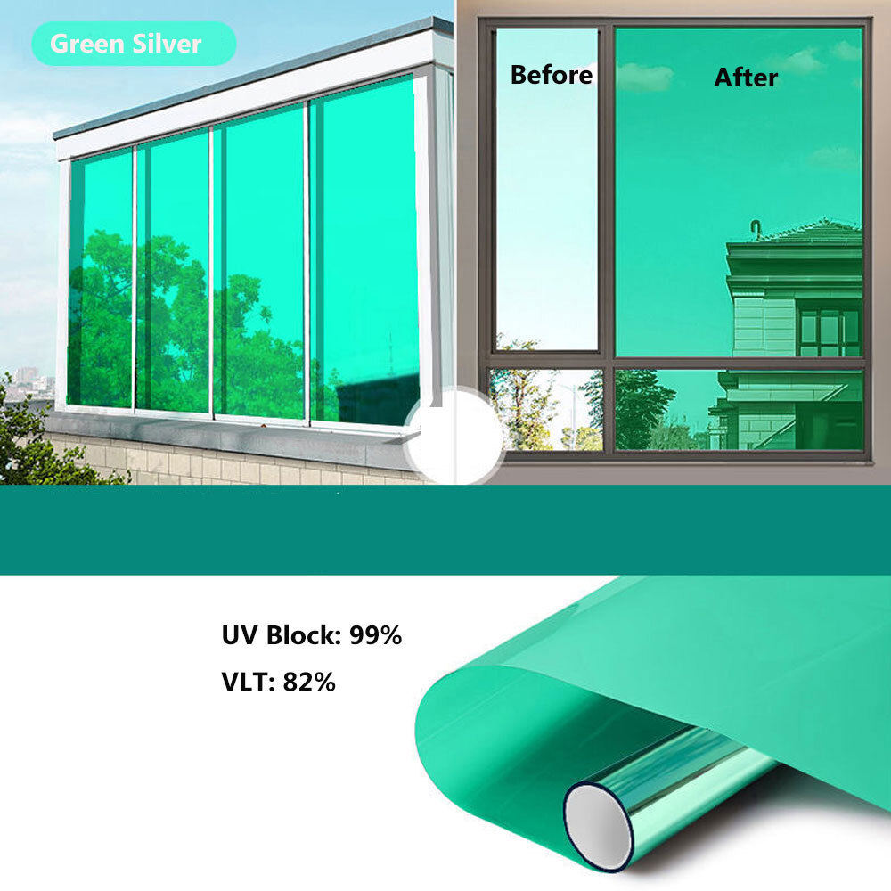 5m One Way Self Adhesive Privacy Window Film Mirror Tint UV Reflective Sun Block
