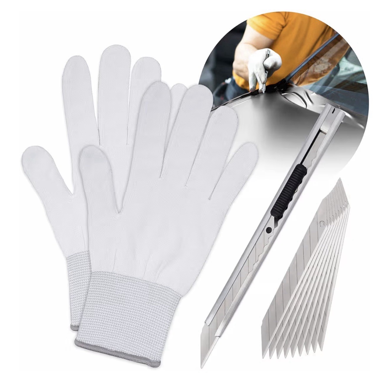 Window Tint Vinyl Wrap Tool Kit Squeegee Knife Tape Magnets Gloves