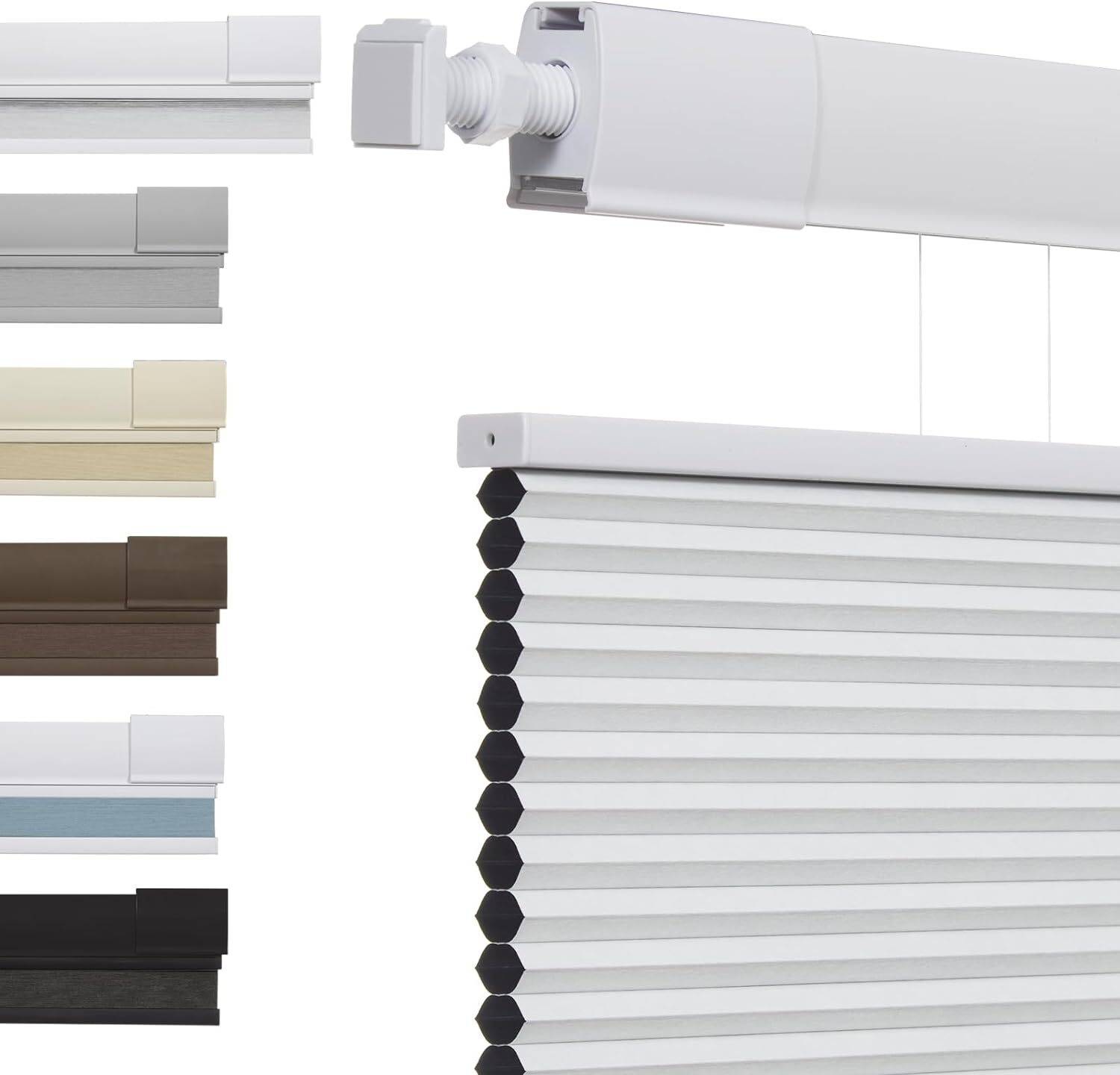 METechs No Drill DIY Blackout White Honeycomb Cellular Shade Width 40″+ Width