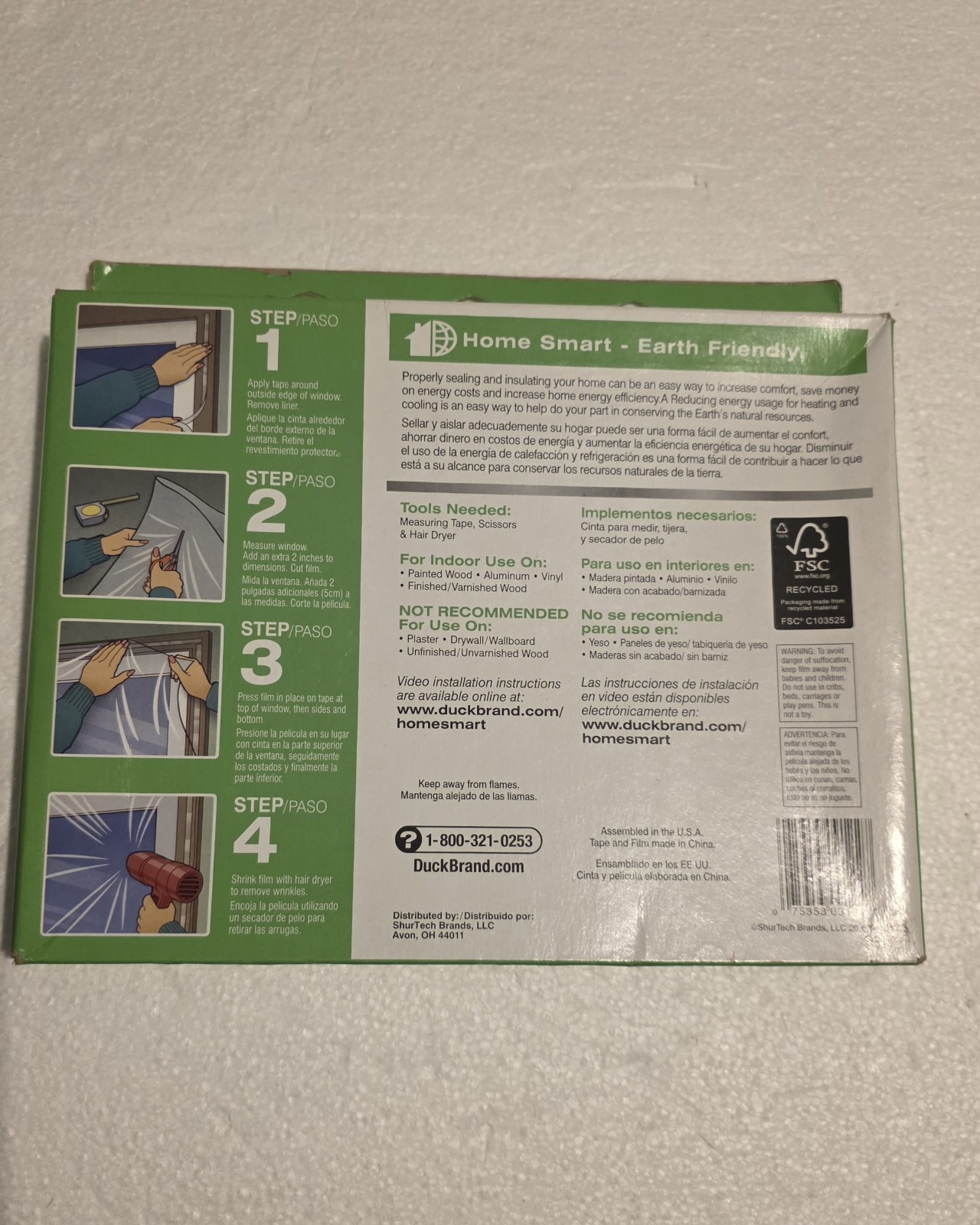 Duck Window Kit 5-Pack Plastic Insulating Shrink Film Clear Indoor 62×420″