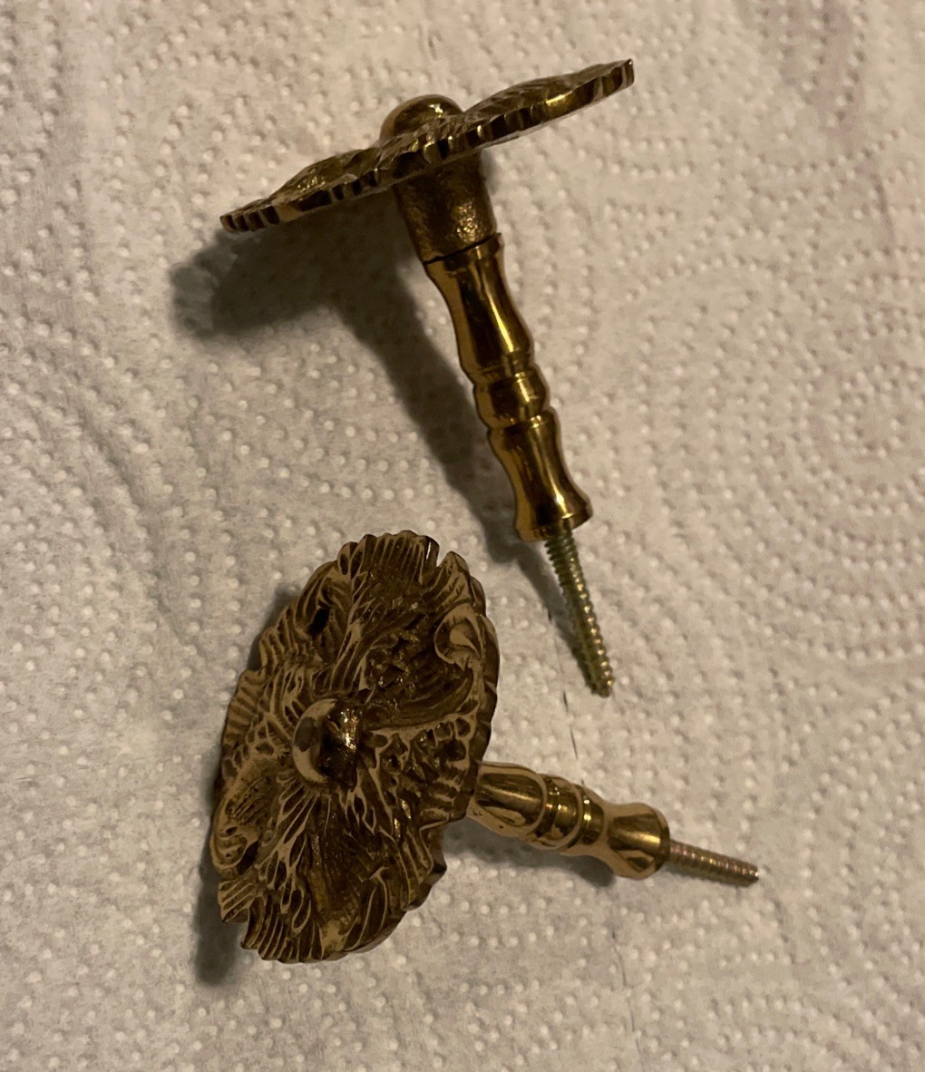 Vintage Solid Brass Rosette Medallion Curtain Drapery Holdbacks Set Of 2
