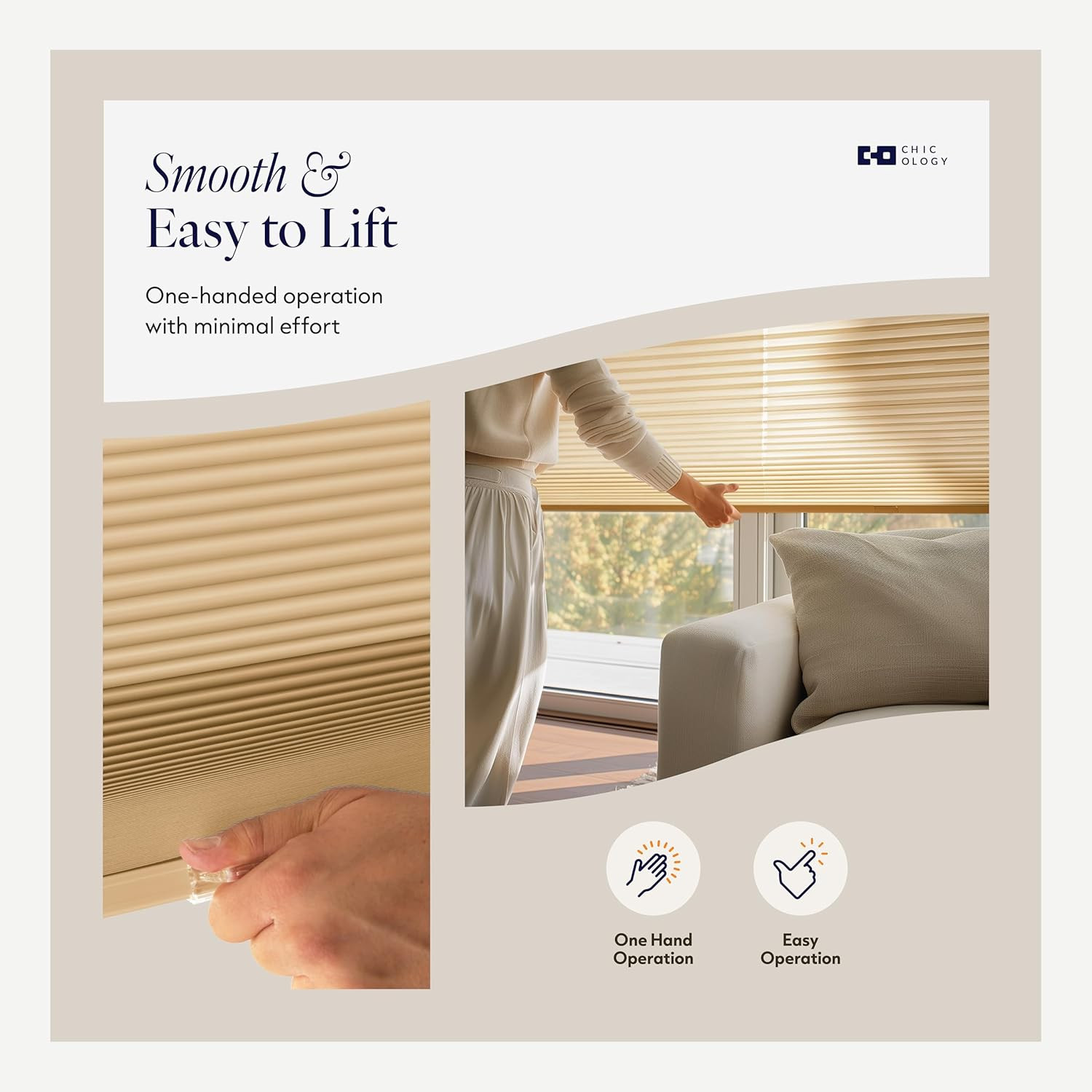 Cordless Honeycomb Cellular Shades – Blackout & Light Filtering, 72″ W X 64″ H