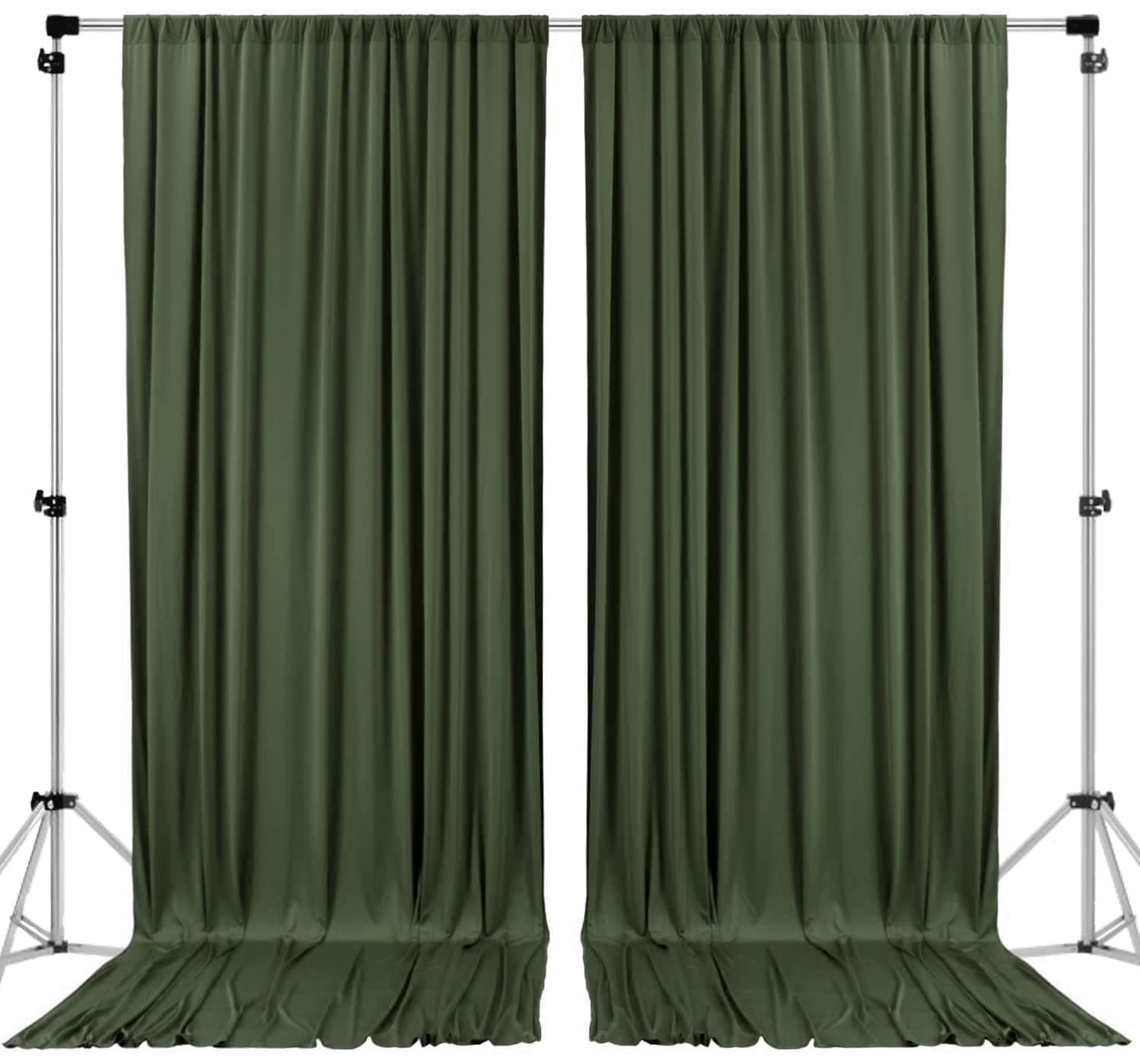 AK Trading Co. Backdrop Drapes 10 ft x 8 ft Olive Green Polyester Curtains