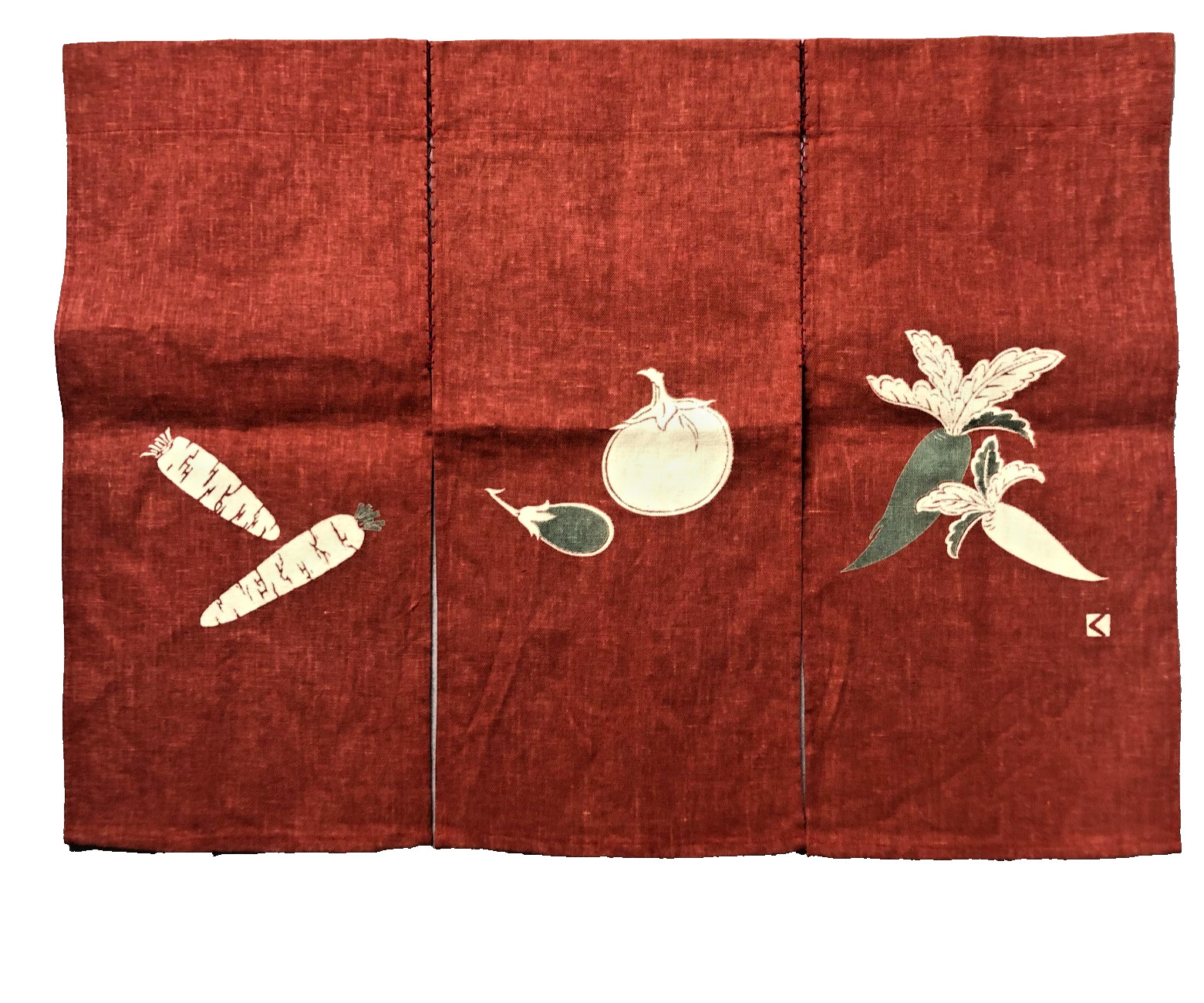 Door Curtain 3-Panel Japanese Noren Vegies Terra Cotta Sage 36×24 Decor Nature