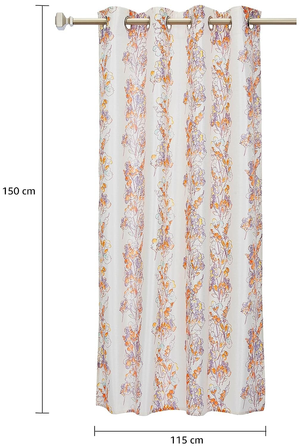 Polyester Floral Print Window Curtain (Pack of 2, 5 Feet)