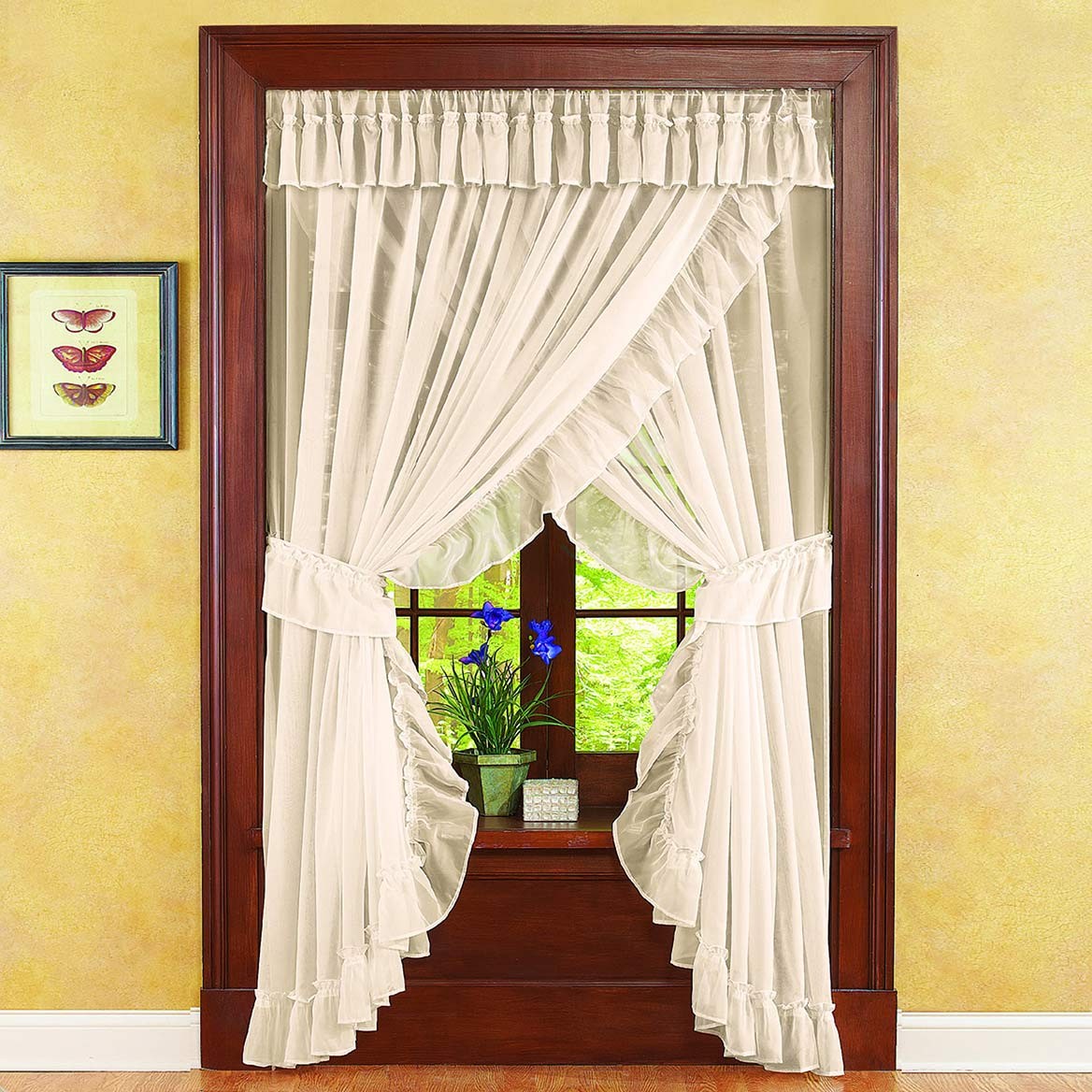 Isabella Ruffled Curtain Set By Collections Etc.™, White