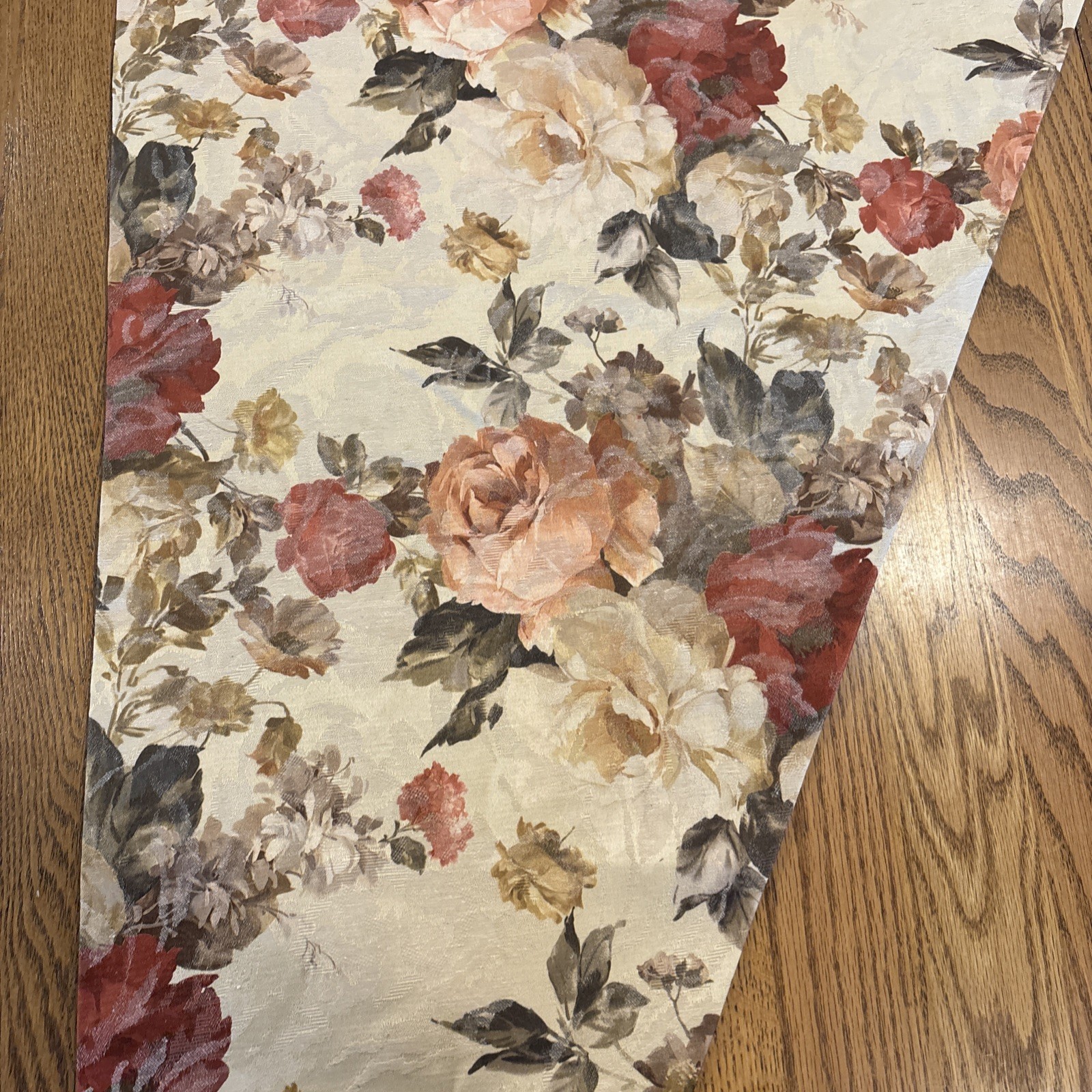Set of 2 24×61” Floral Rose Lined Curtain Panels, Left & Right, Wide Rod Pocket