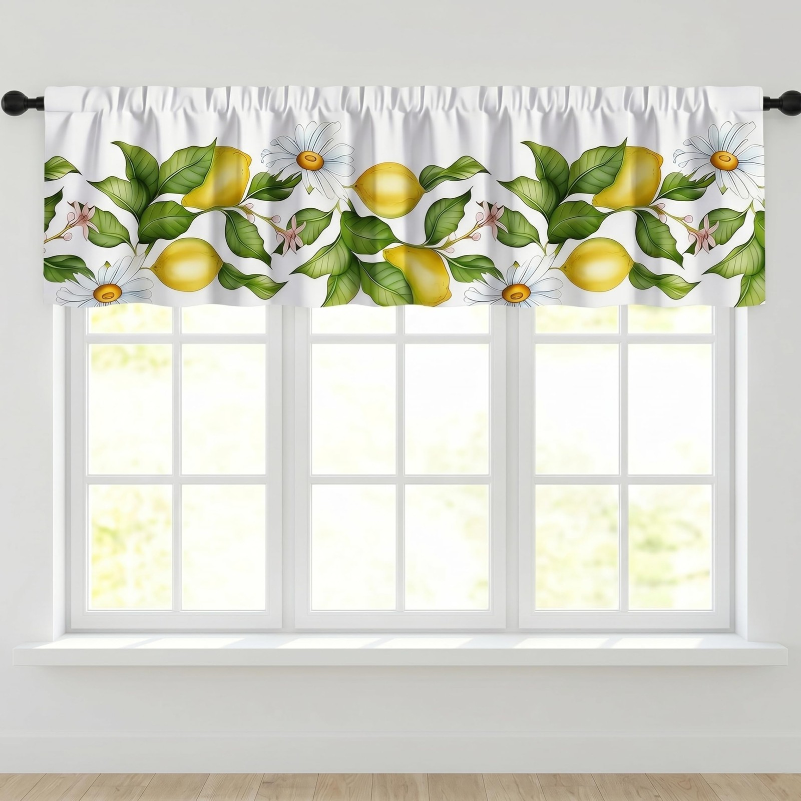 Lemon Valance, 54×18 Inch Lemon Kitchen Curtains for Window, Summer Cafe Kitc…