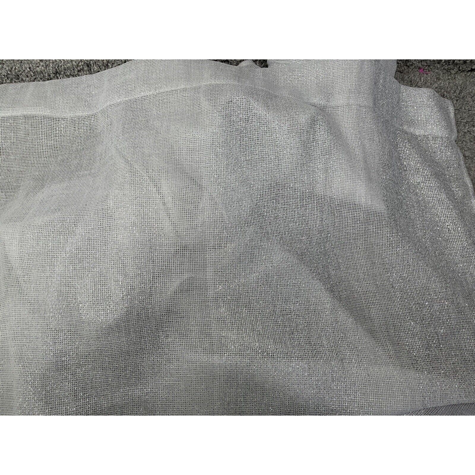 Sparkling Glitter Silver Window Curtains 2pc Set See Through 37in X 85in New