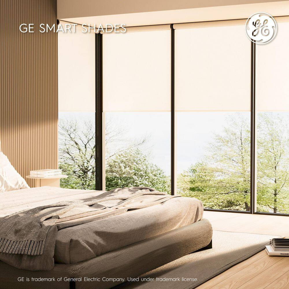 Smart Shade, Motorized Window Blind, White Hardware, Translucent White Fabric, 3