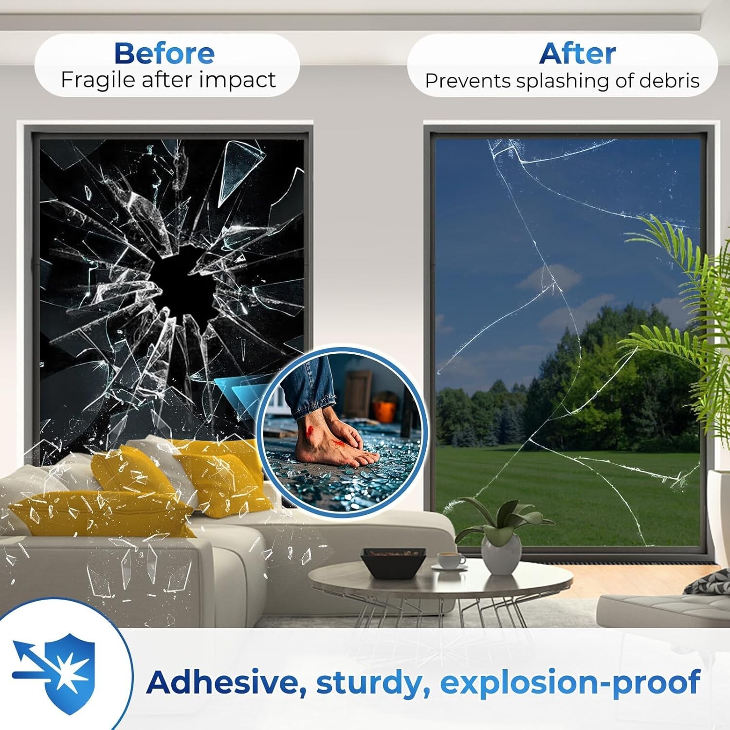 Static Cling One Way Window Tint – 95% UV Protection, Black Silver 17.5×78.7in