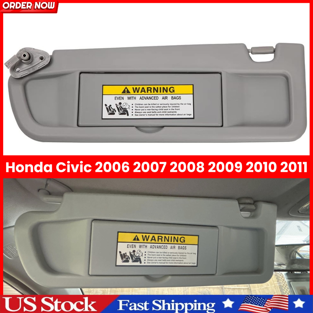 Gray Left Driver Side Sun Visor for Honda Civic 2006 2007 2008 2009 2010 2011 EX