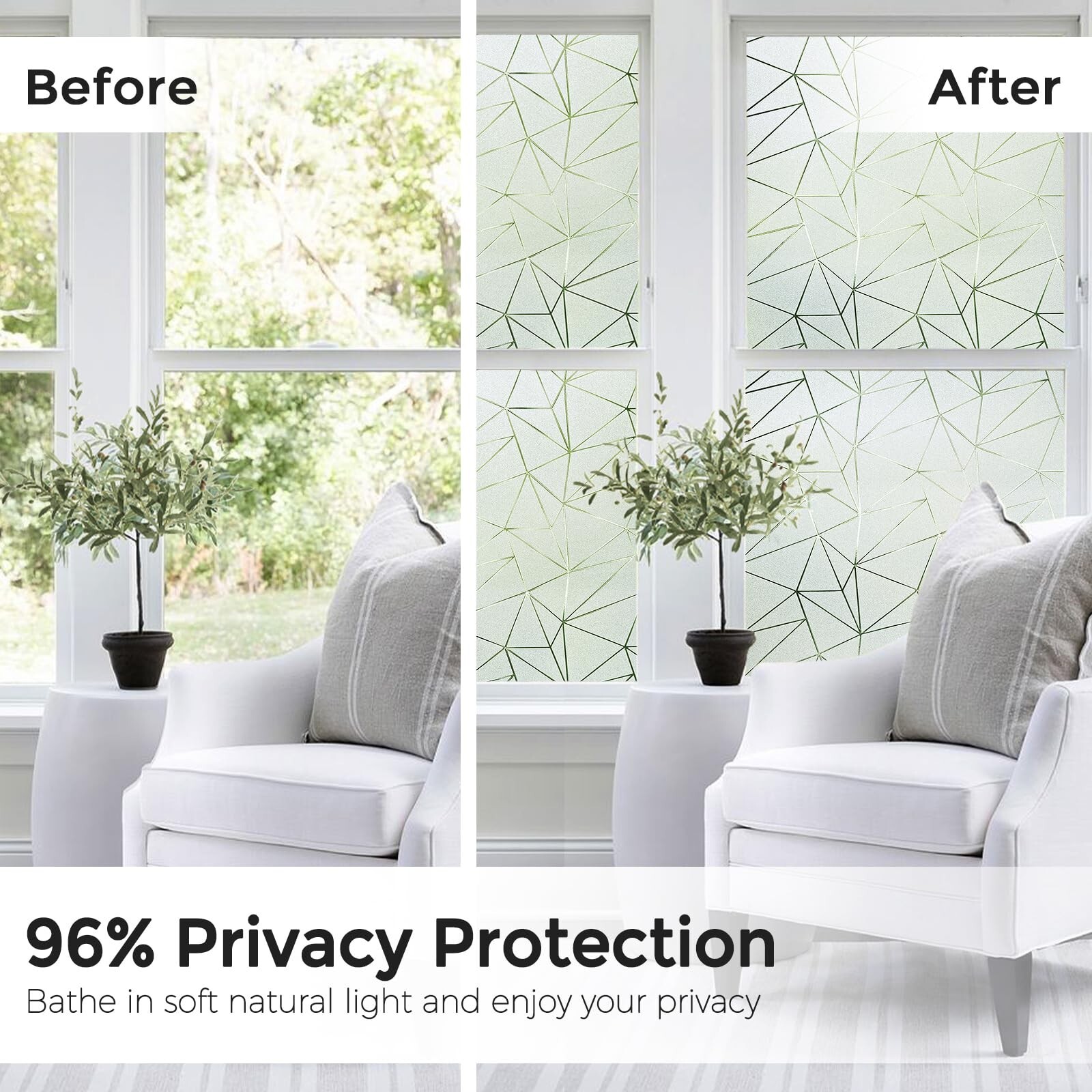 Coavas Window Privacy Film Frosted Glass Window Clings Bathroom Frosting Wind…