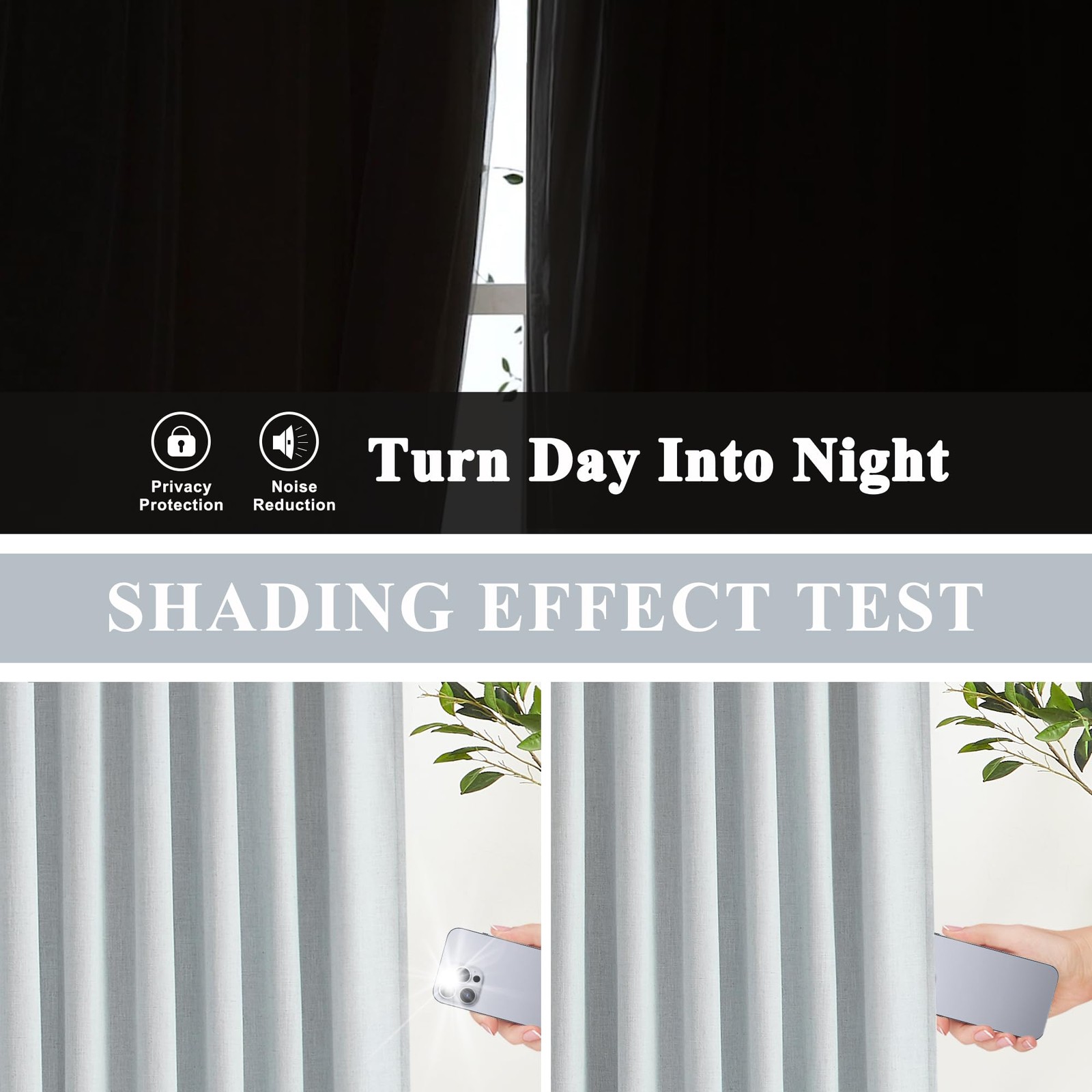 Vision Home Blue Fog Linen Full Blackout Curtains Grommet Thermal Insulated