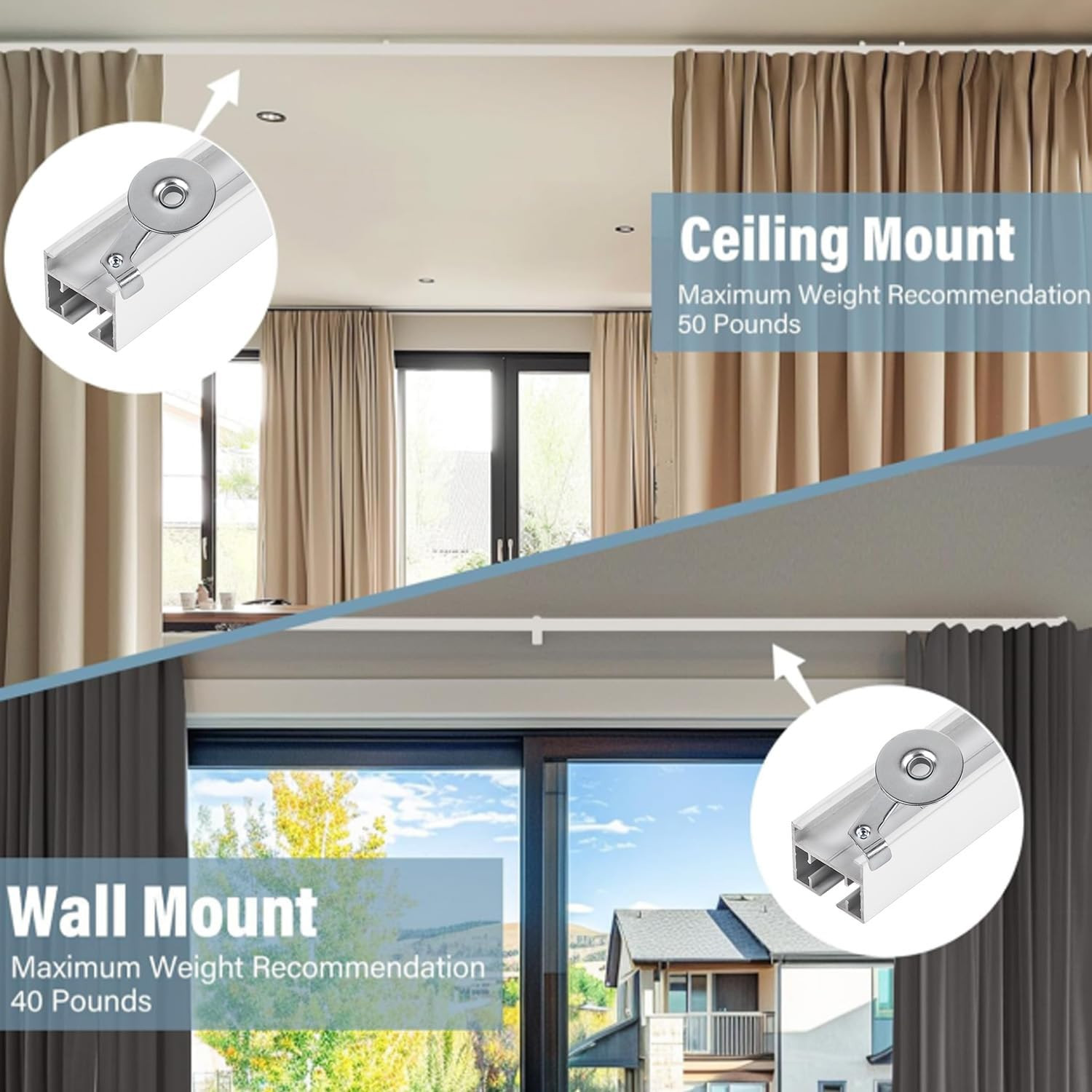 Swivel Ceiling Bracket for Motorized Sliding Curtain – Electric Drapery Top Moun