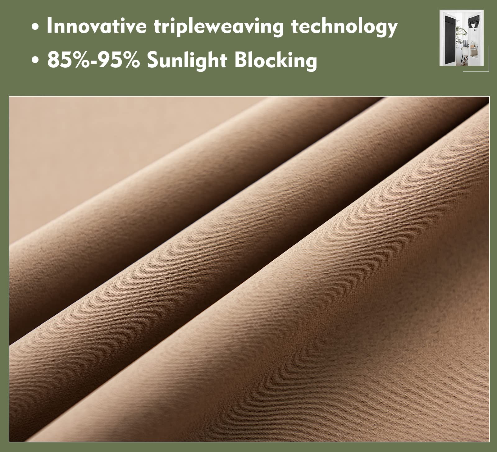 Pi Blackout French Door Curtain 2 Panelsprivacy Thermal Insulated Tie Up Door