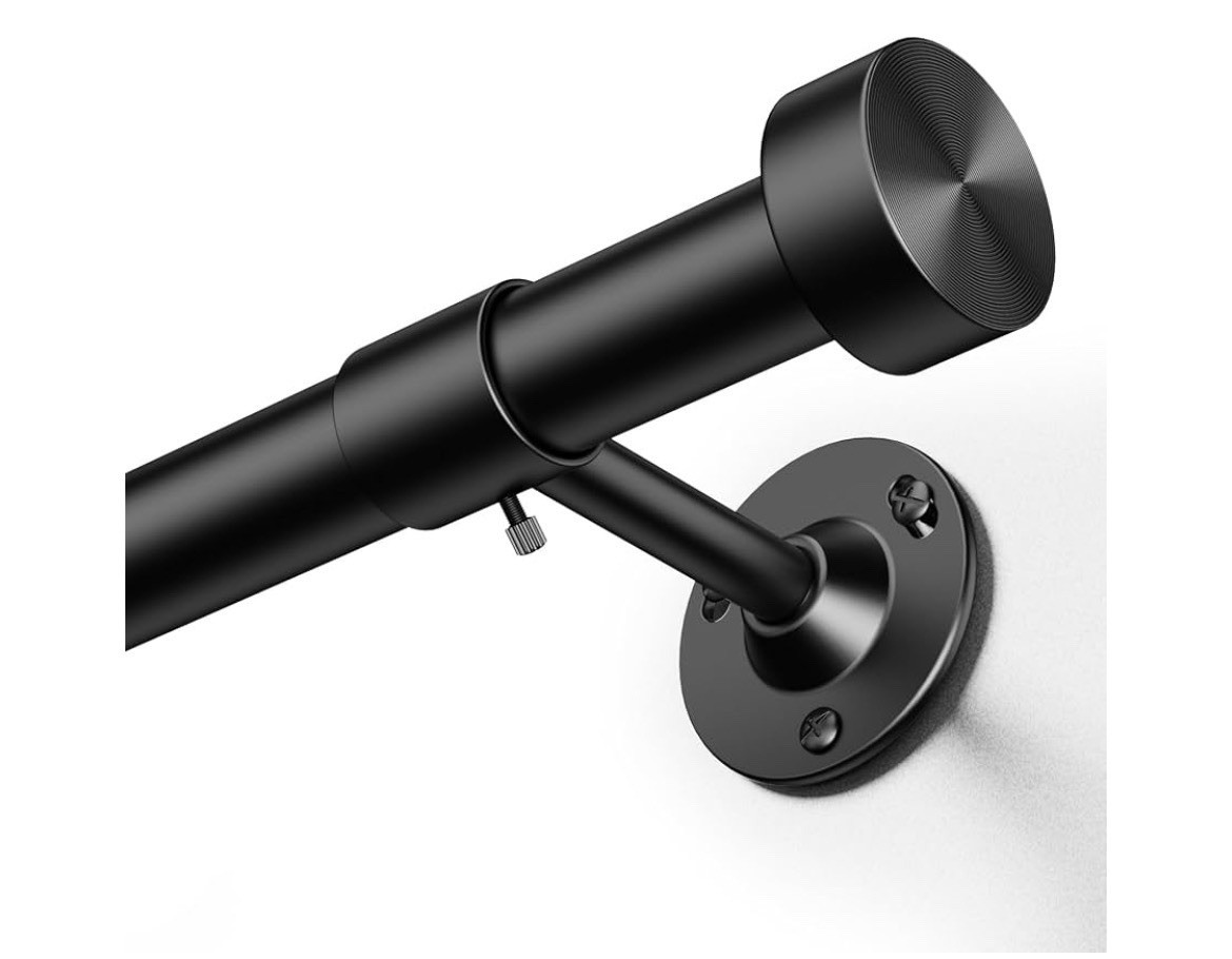 Yafex Heavy Duty Curtain Rods 32-150 Inch, 1 Inch Adjustable Black Curtain Rod f
