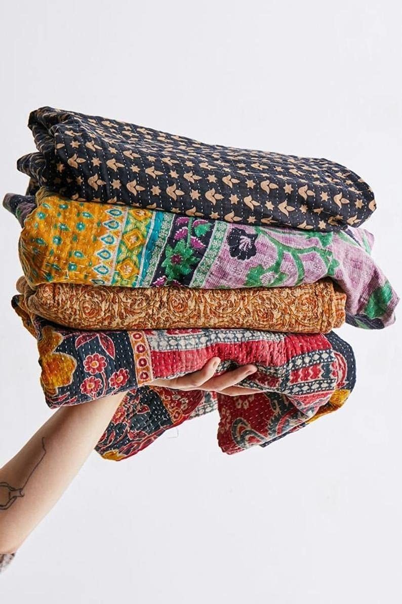 Royal Craft Indian Vintage Kantha Quilt 55X85 Inches, Assorted Colors