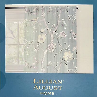 38 x 96 Lillian August Curtains Rod Pocket Birdsong Floral Seafoam Green Blue