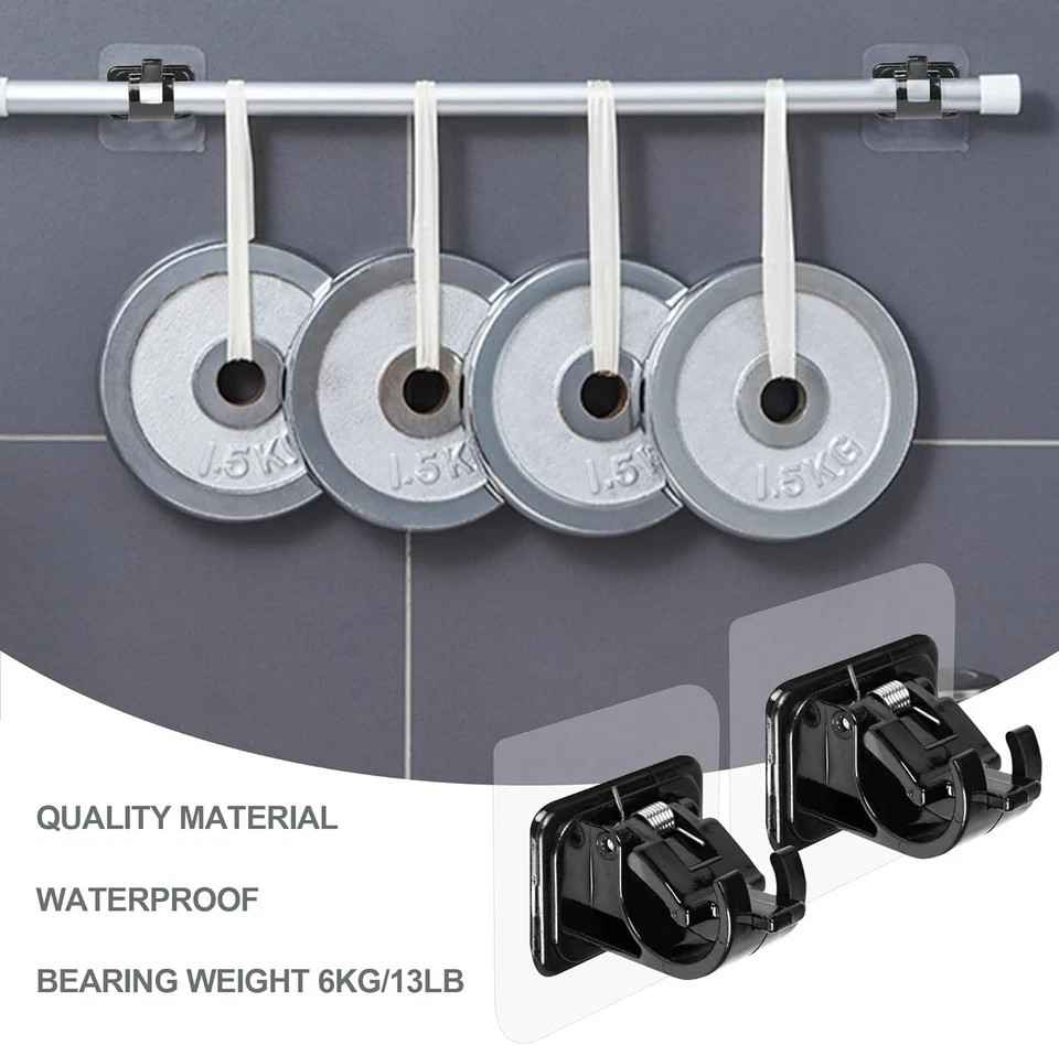 8 PCS No Drill Curtain Rod Brackets No Drilling Self Adhesive Curtain Rod Holder