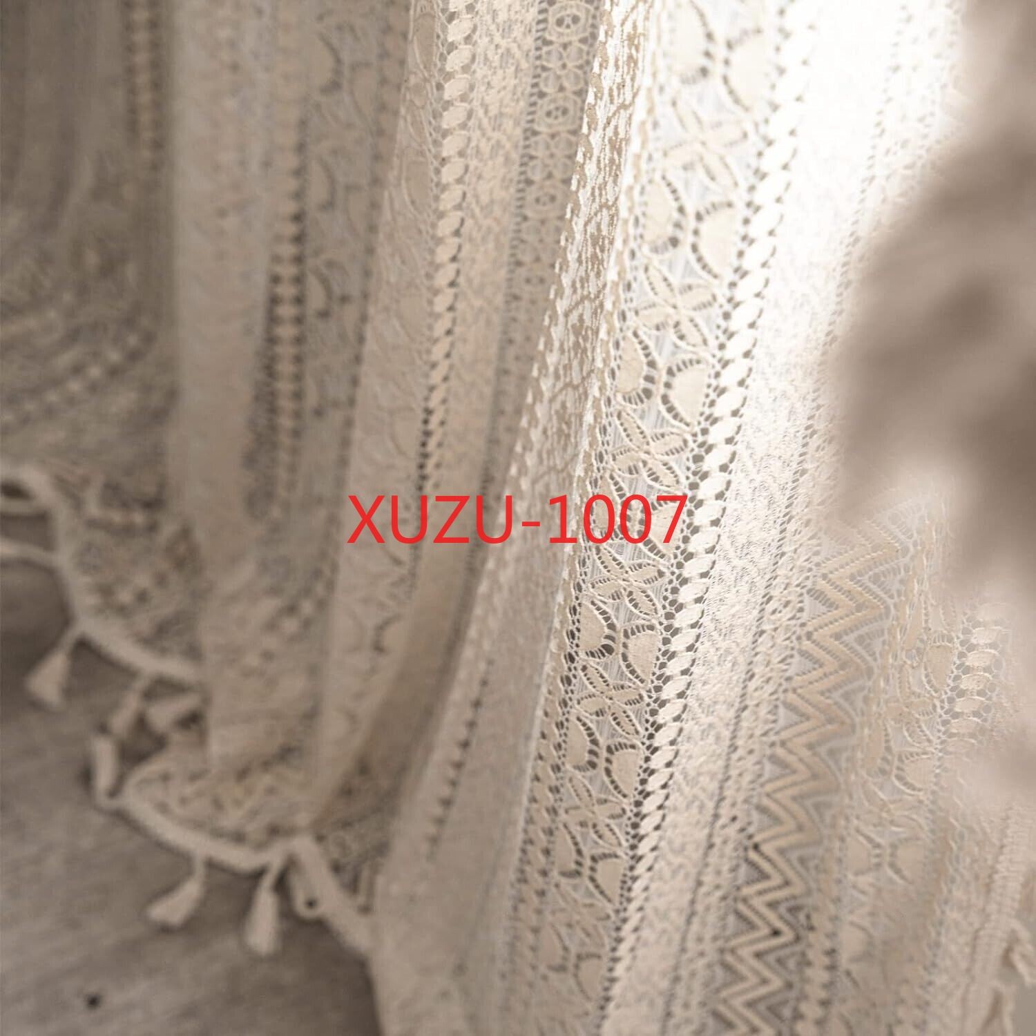 Crochet Lace Curtain Panels Window Drapes Bedroom Living Room Rod Pocket Rustic