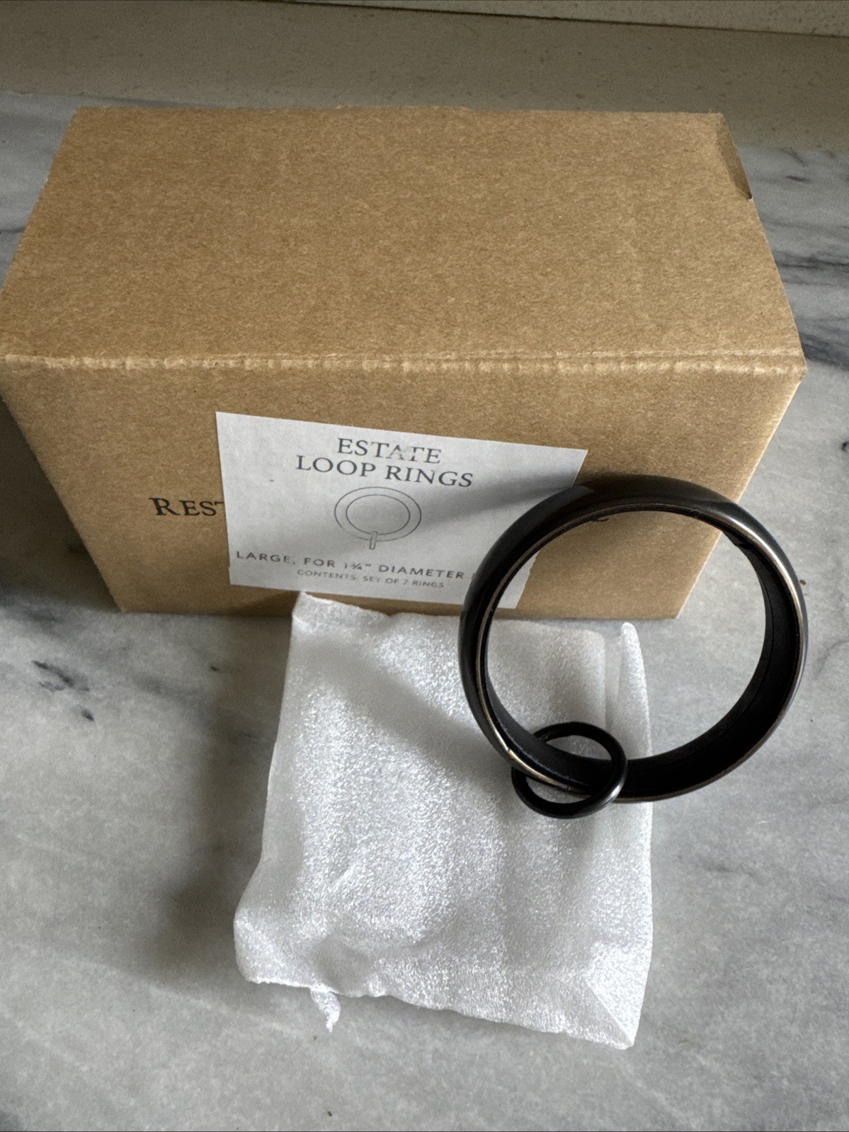 Restoration Hardware Estate Drapery Loop Rings Seven Large ORB BRONZE