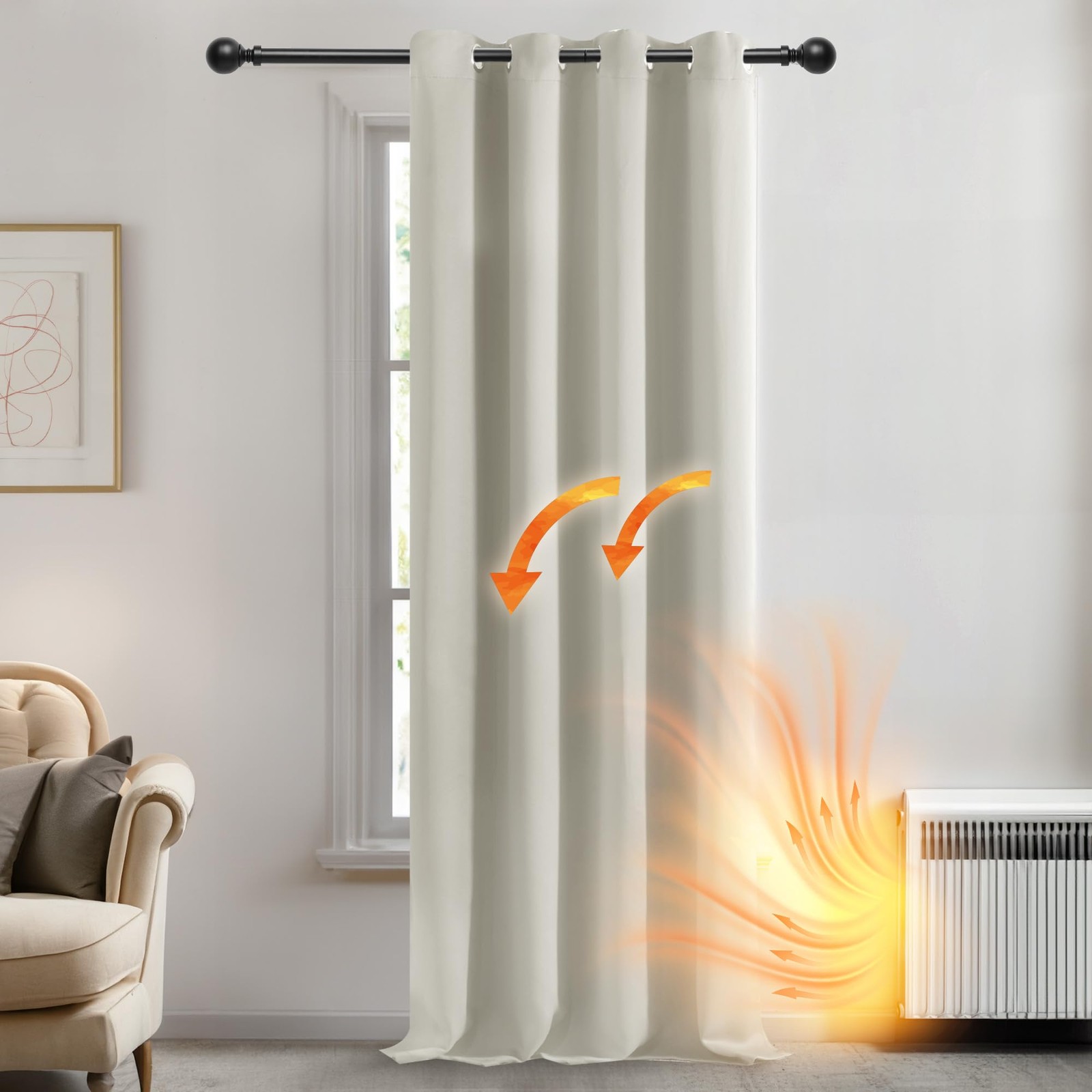 Deconovo Blackout Curtain Panel Solid Grommet Top 1 Panel Light Beige 52W x 84L