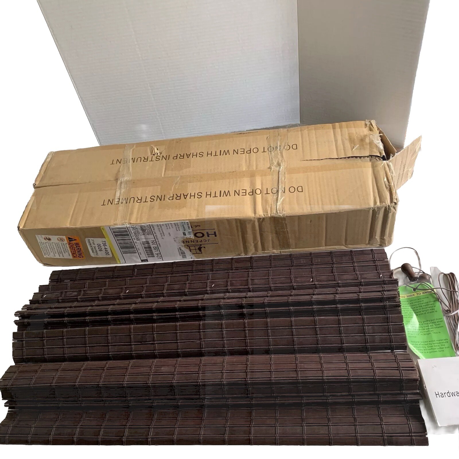 2 Natural Woven Roman Shades With Rear Lift Cords For Child Safety 23W 60L