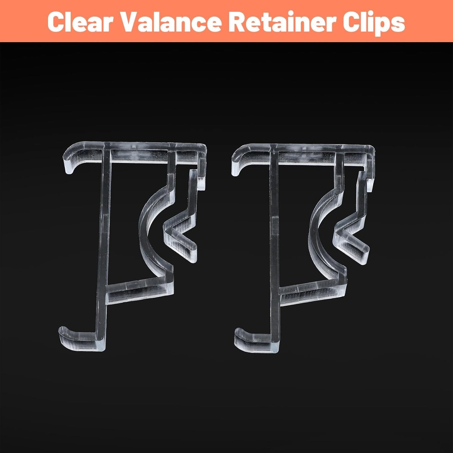 Adjustable Plastic Valance Clips for Blinds – 12 Clear Holders for Windows
