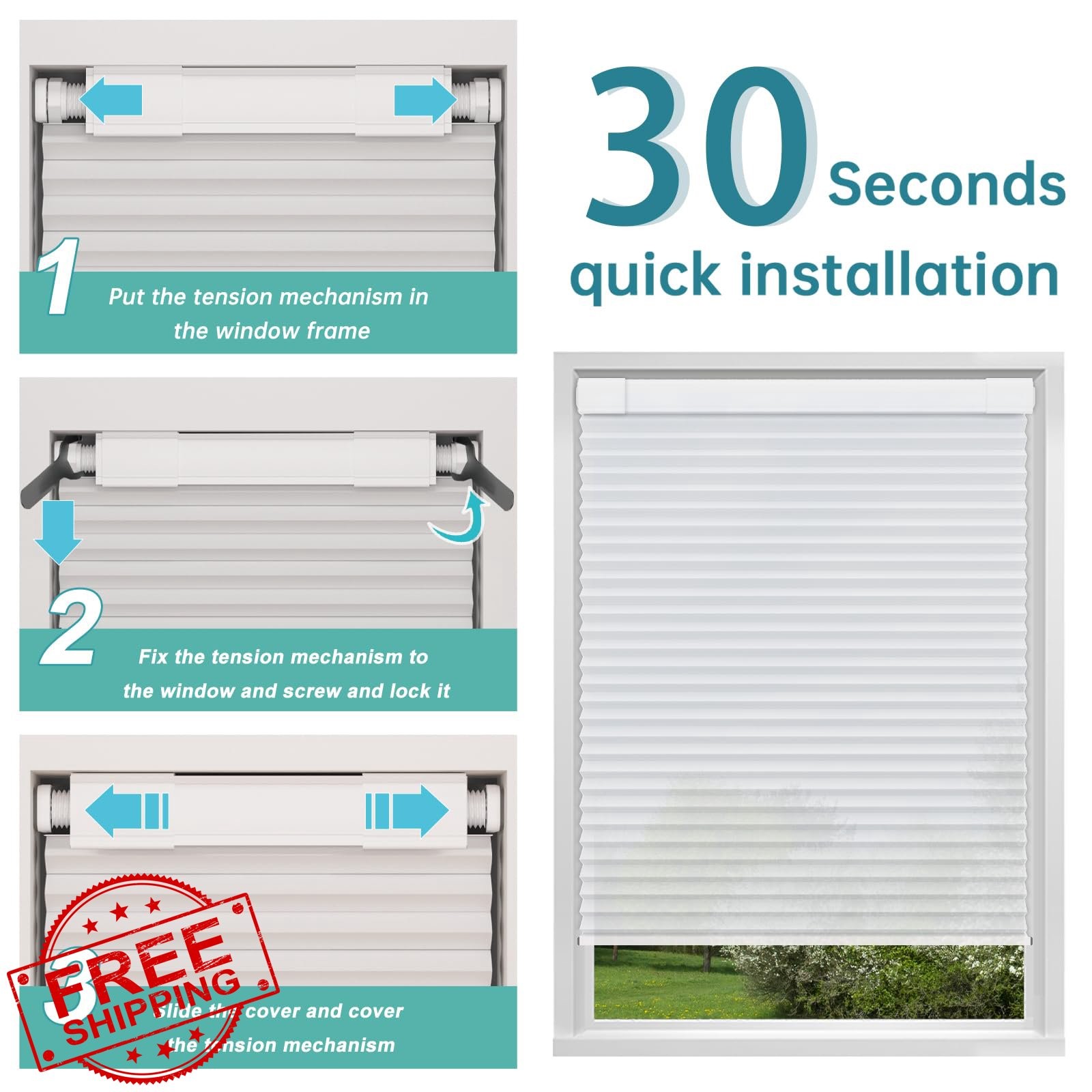 Changshade Cellular Shades 20.5″x48″ White