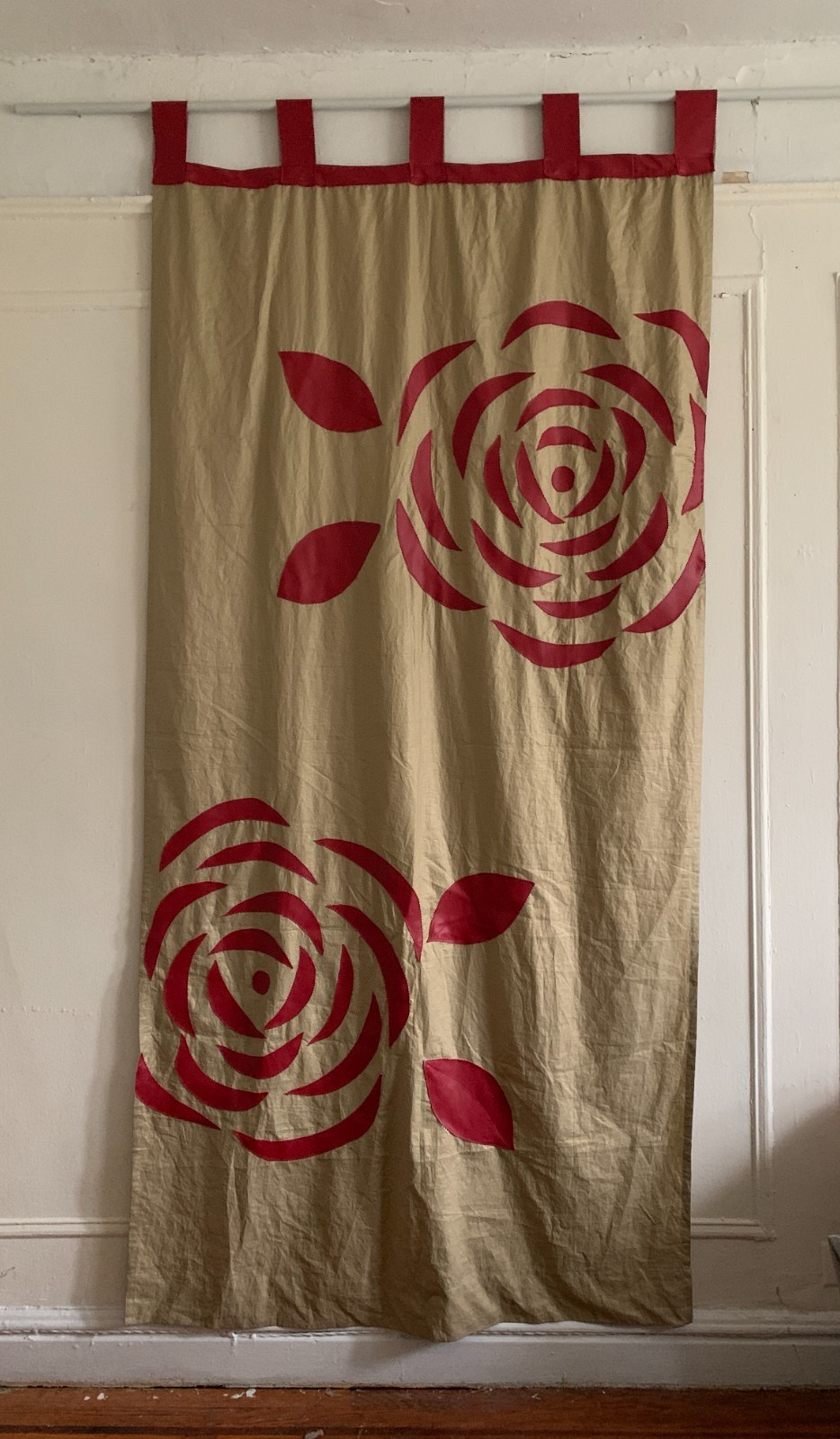 Vintage Large Flower/ Rose Pattern Appliqué Panel 46″W x 100″L