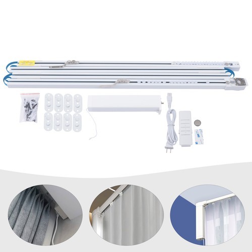 45W Electric Bedroom Open/Close Drapery Curtain Track Automatic Slide Rail 110V