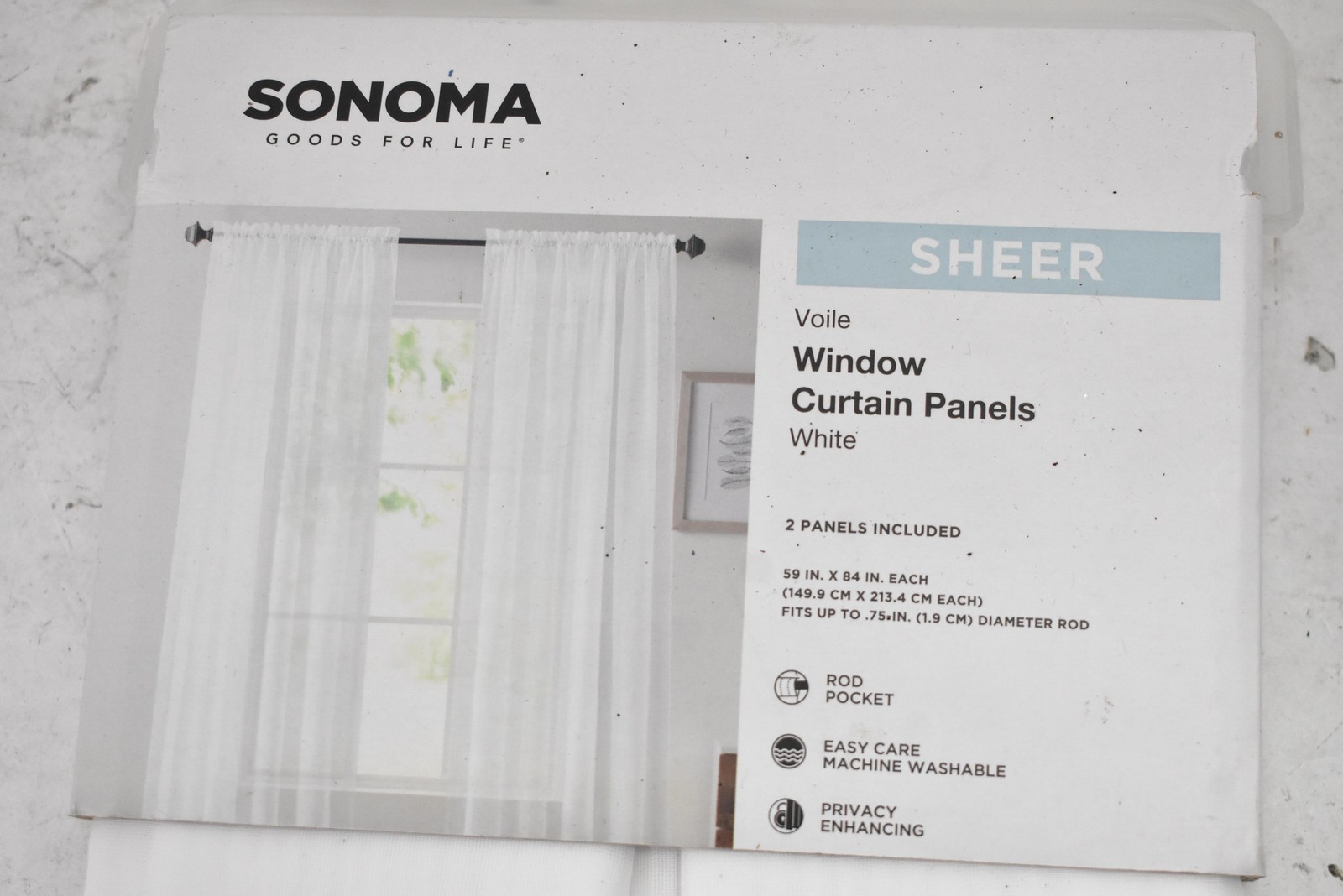 SONOMA Panels 2 Pack 59×84 Made To Measure White Rod Pocket Polyester Sheer