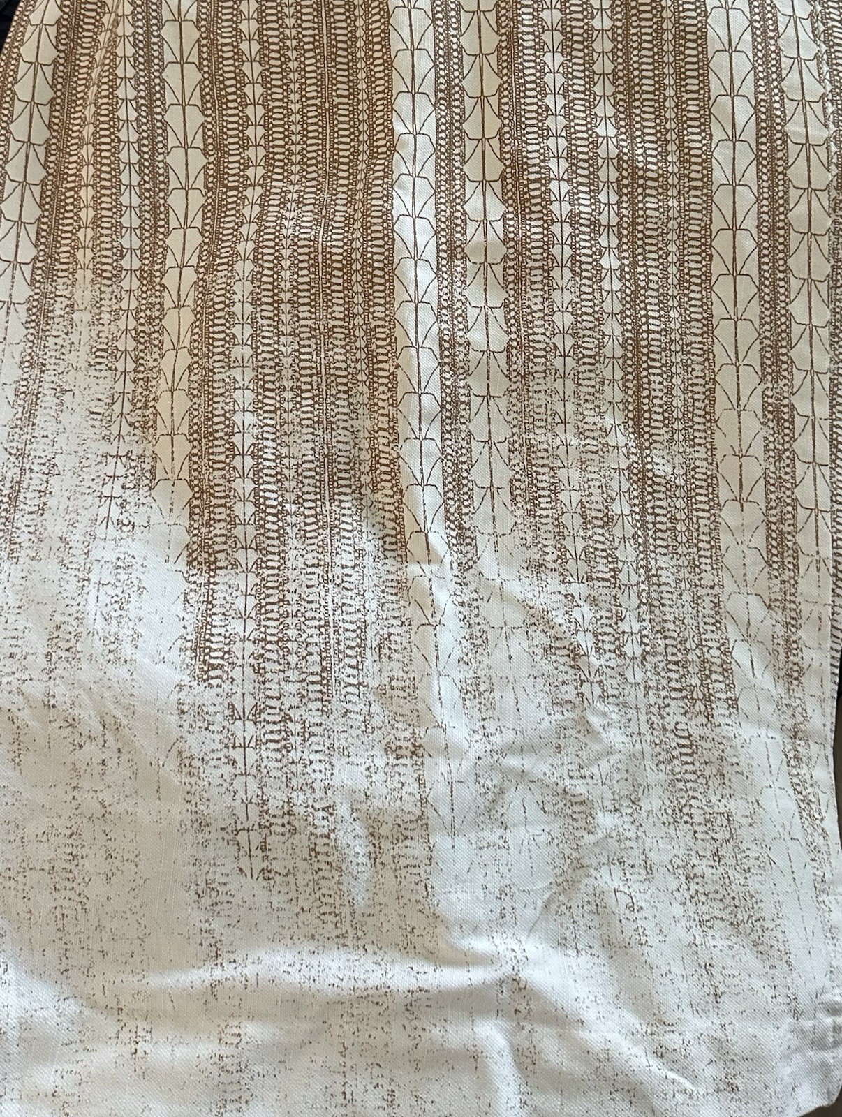 One WEST ELM Echo Print Curtain Drape Gold Dust 48 x 84”