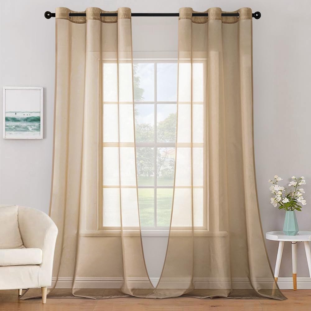 Sheer Lightweight Curtains 96 Inch Long in Taupe – Perfect for Stylish Interiors