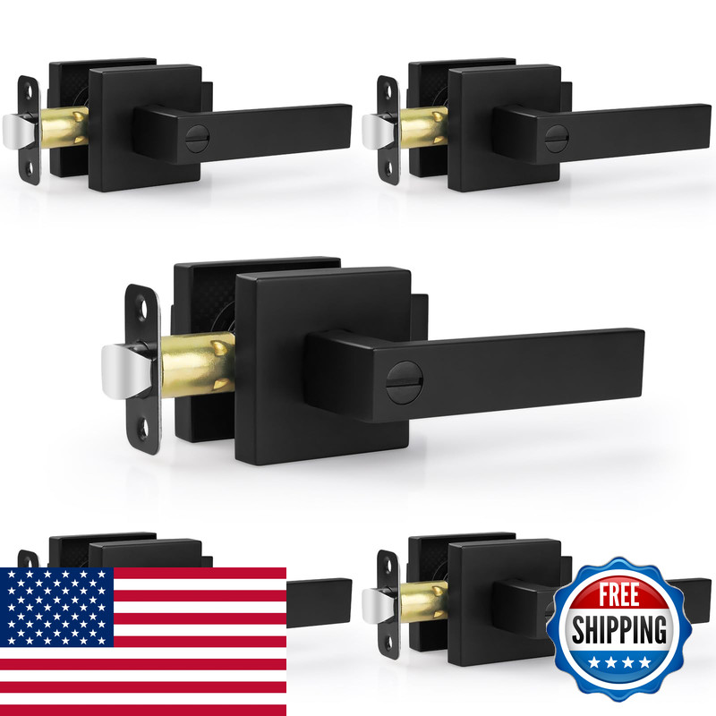 Estmoon 5 Pack Matte Black Door Handles Interior Door Knobs Home Improvement