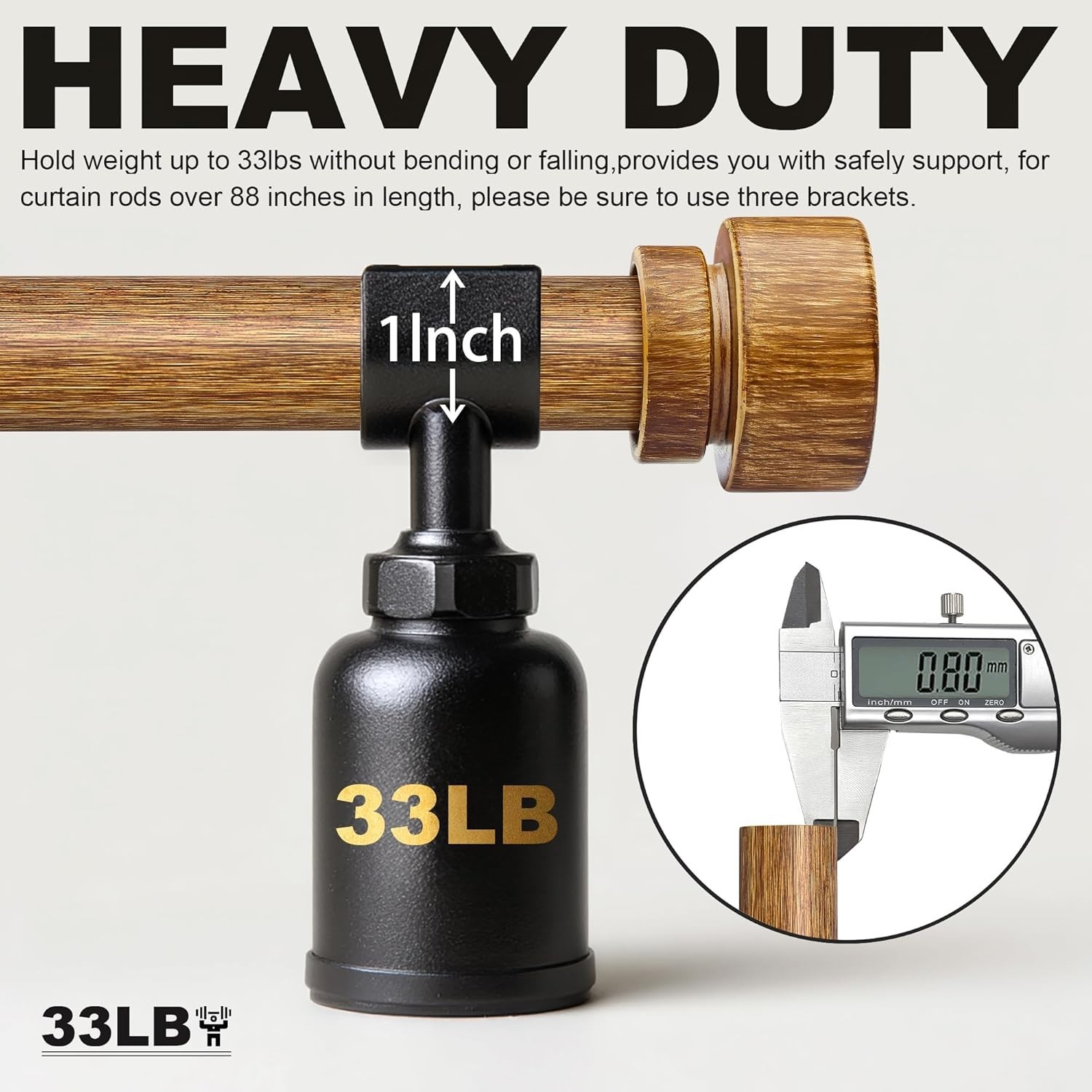 Stylish Boho 66-120in Adjustable Curtain Rod, Supports 33 lbs, Easy Installation