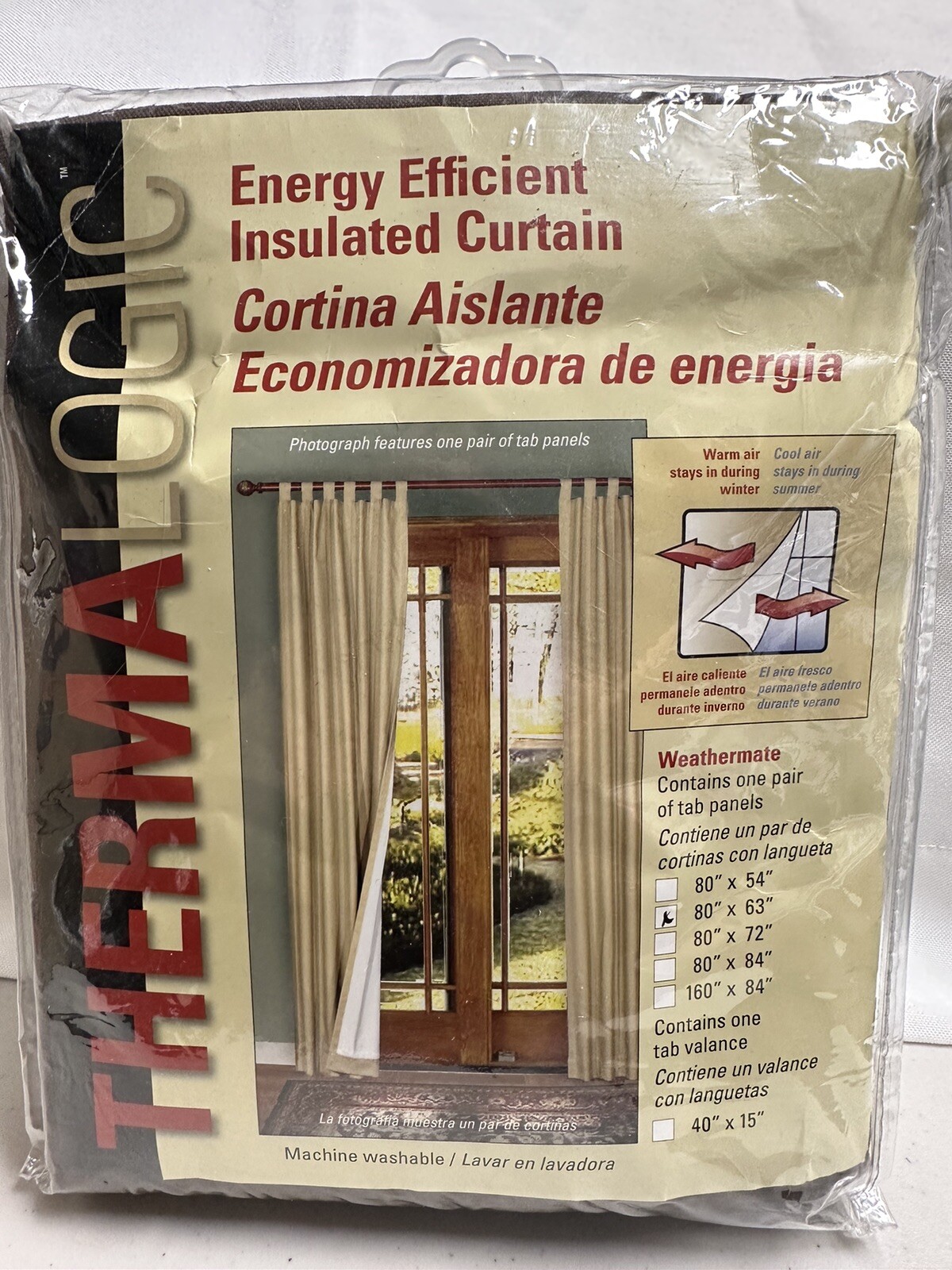 Thermalogic Energy Efficient Insulated Tab Top Curtain PAIR 80×63 Chocolate New