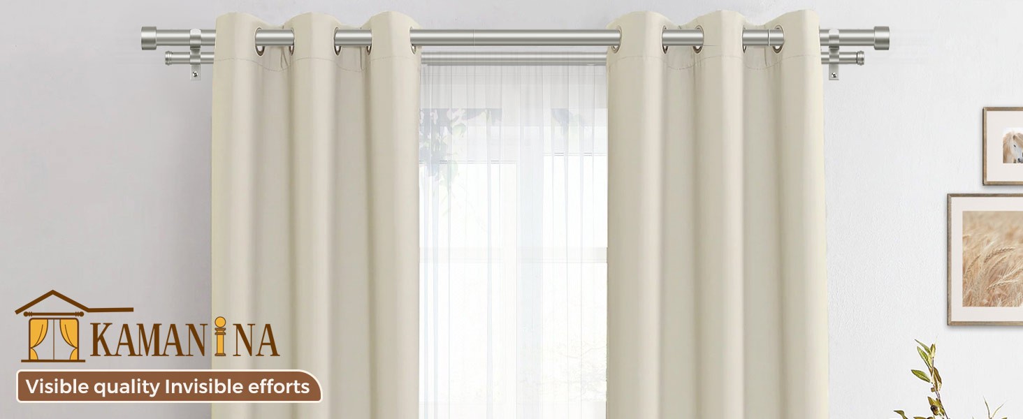 1 Inch Double Curtain Rods 66 to 120 Inches (5.5-10 Feet), Heavy Duty Adjustable
