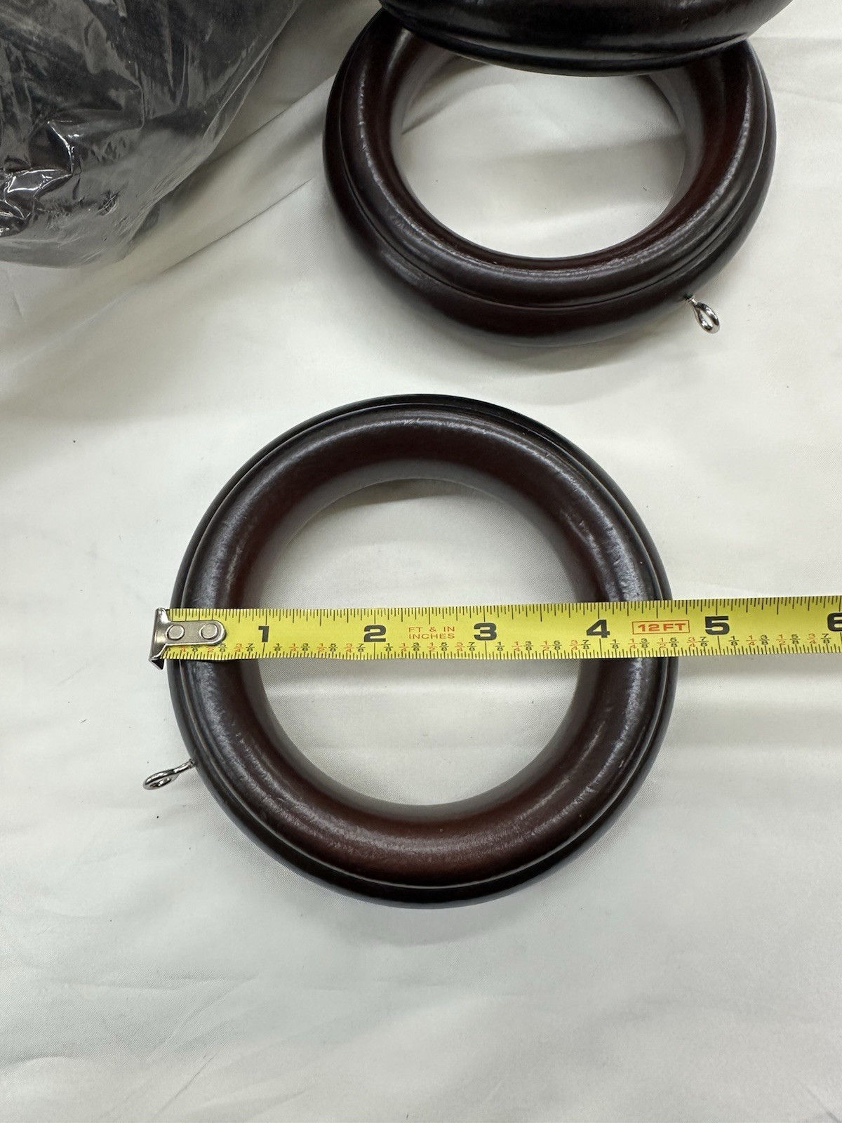 3 Inch Mahogany Rings For Wood Pole Window Drapes – Pack Of 10