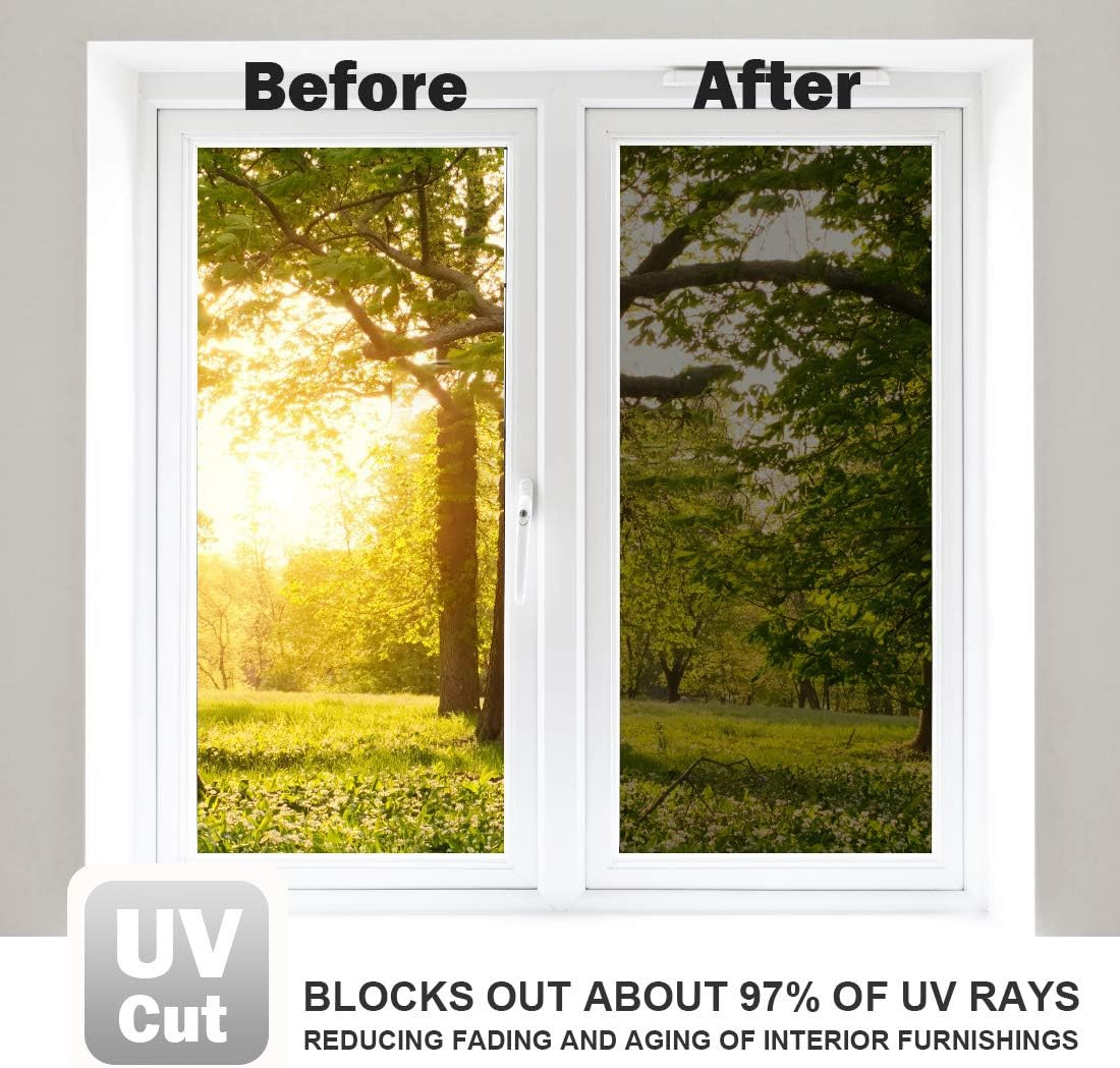 Window Film One Way Mirror Tint Vinyl Daytime Privacy Static Non-Adhesive Decora