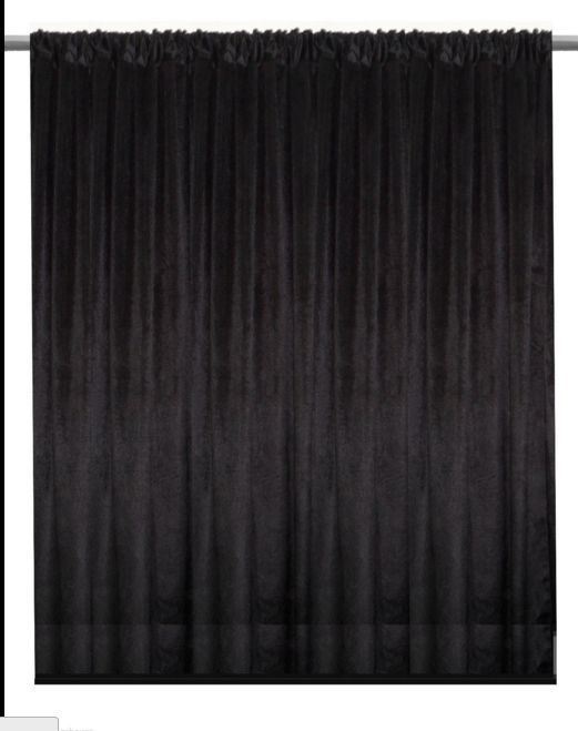Velvet Curtain Panel Drape 10W x 8H Black Home Theater Energy Efficient Curtain