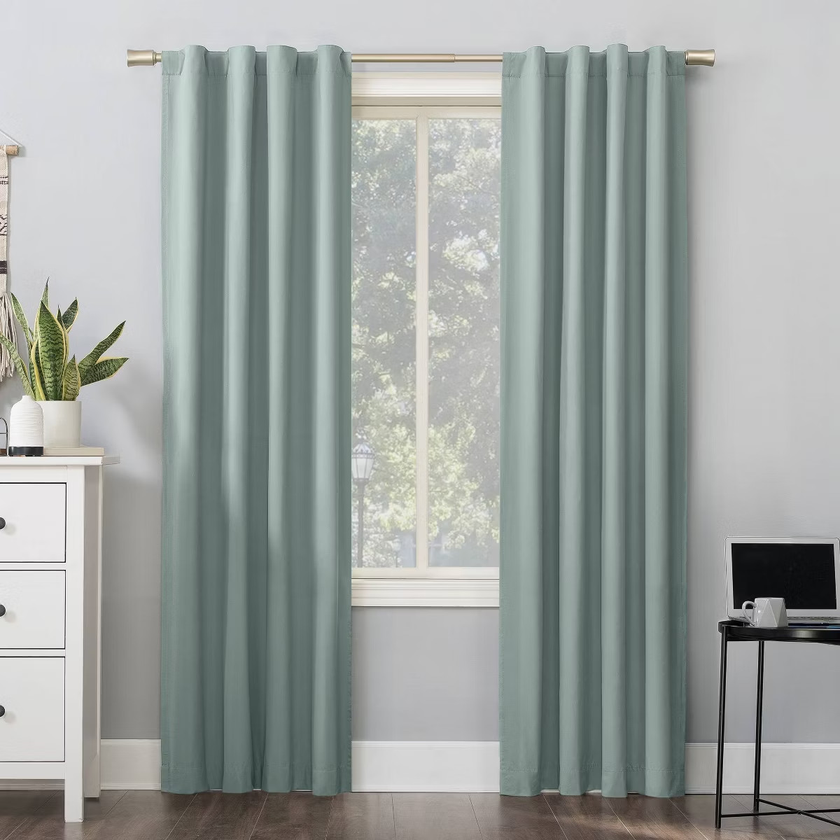 40″x63″ Sun Zero 100% Blackout Cyrus Thermal Back Tab Curtain Panel Misty Blue