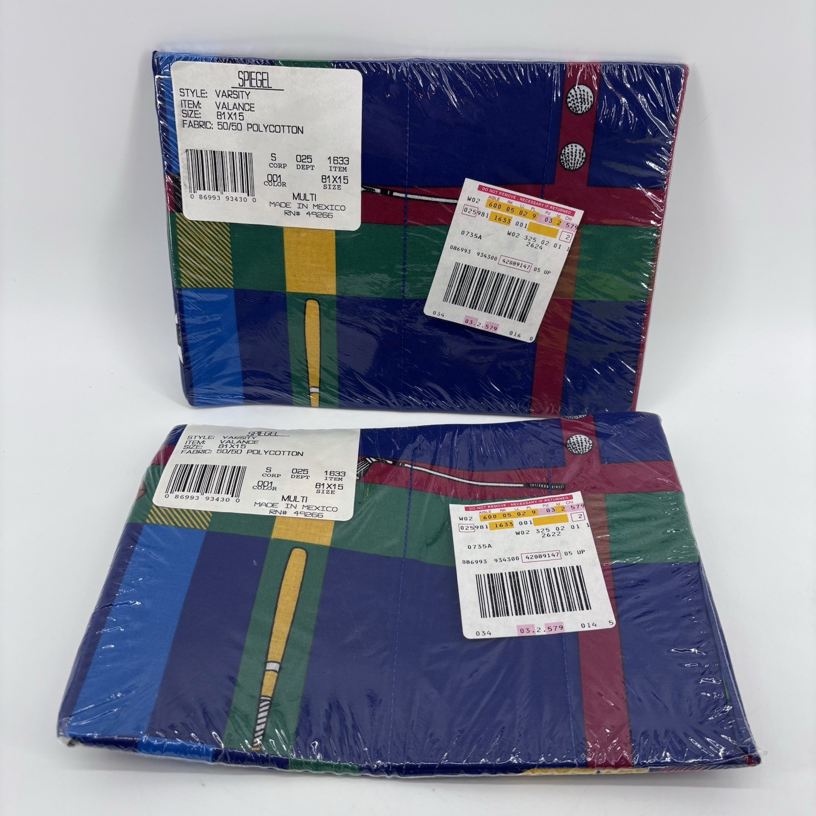 2X Vintage Spiegel Varsity Sports Valance Curtain 81×15” 90s Boys Football