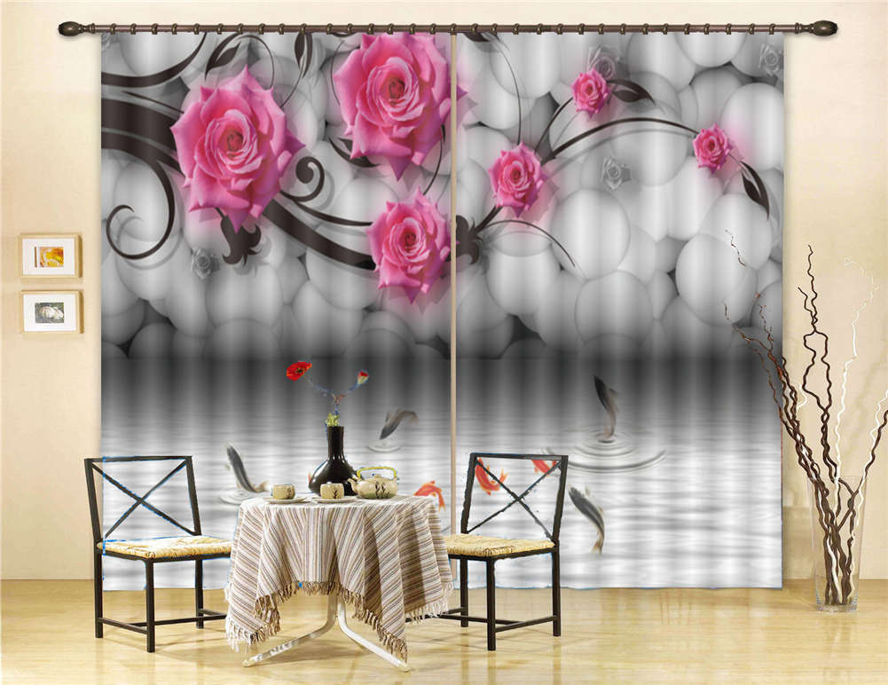 Many Leaping Carp 3D Curtain Blockout Photo Printing Curtains Drape Fabric