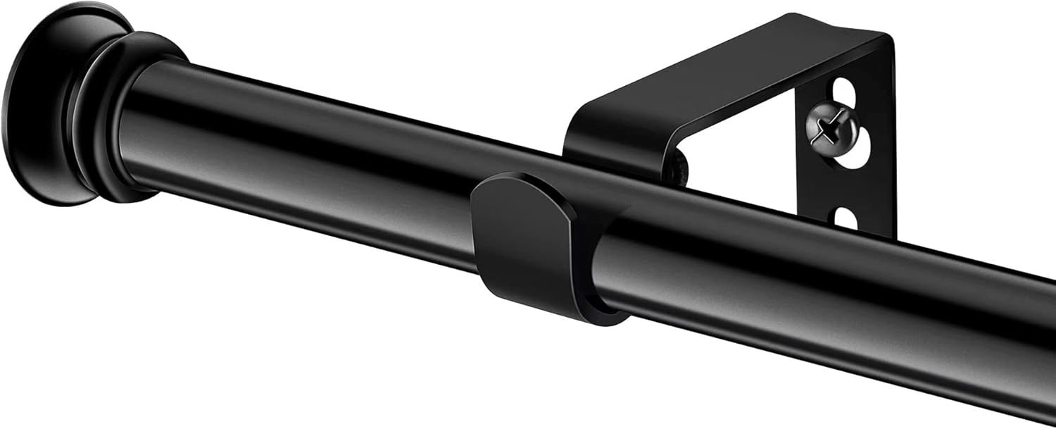 Small Curtain Rods for Windows 30″ to 45″ 5/8 Inch Standard Decorative Black …