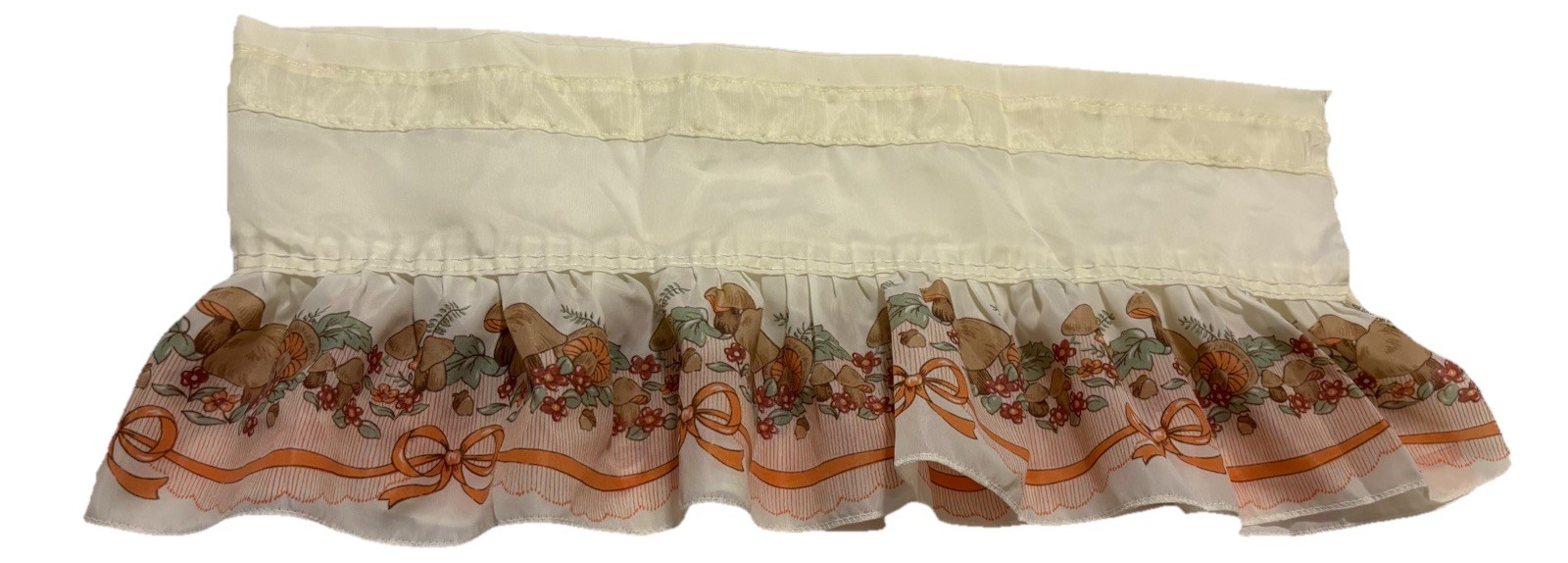 Vintage 70s Mushroom Valance Curtain Large 49” Woodland Cottagecore Ruffle USA